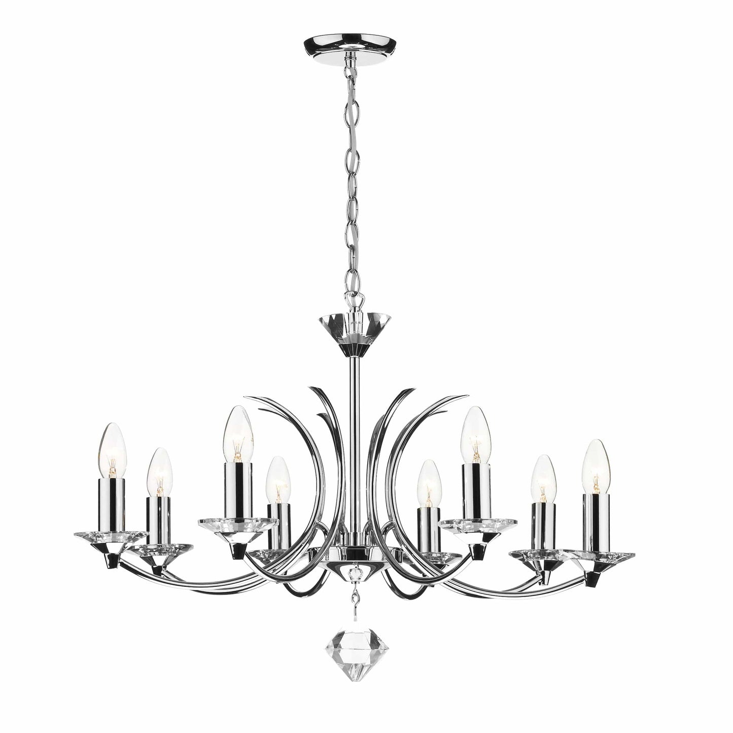 dar lighting Medusa 8 Light Dual Mount Pendant K9 Crystal Polished Chrome MED0850