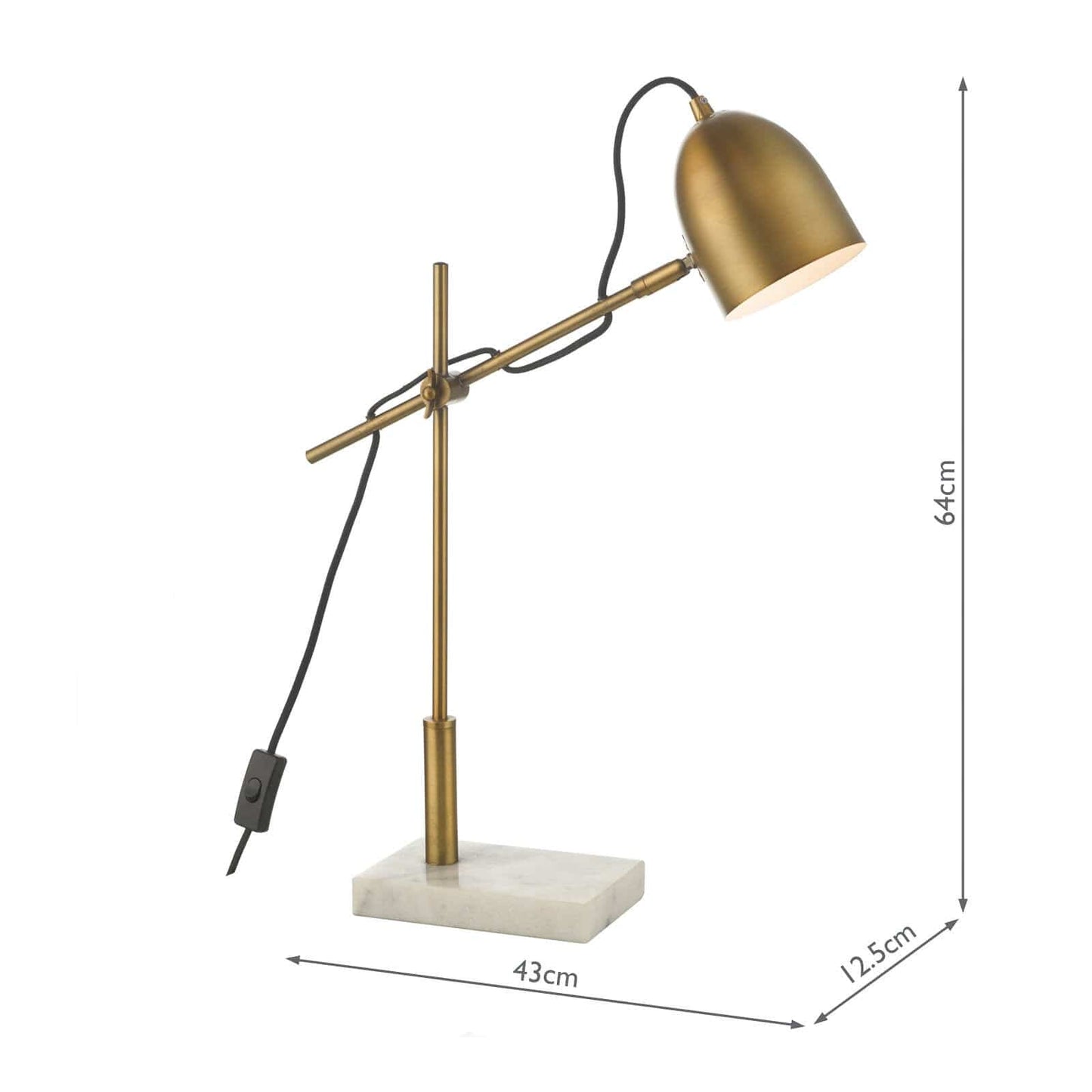 dar lighting Mendal Task Lamp Bronze & Marble MEN4263