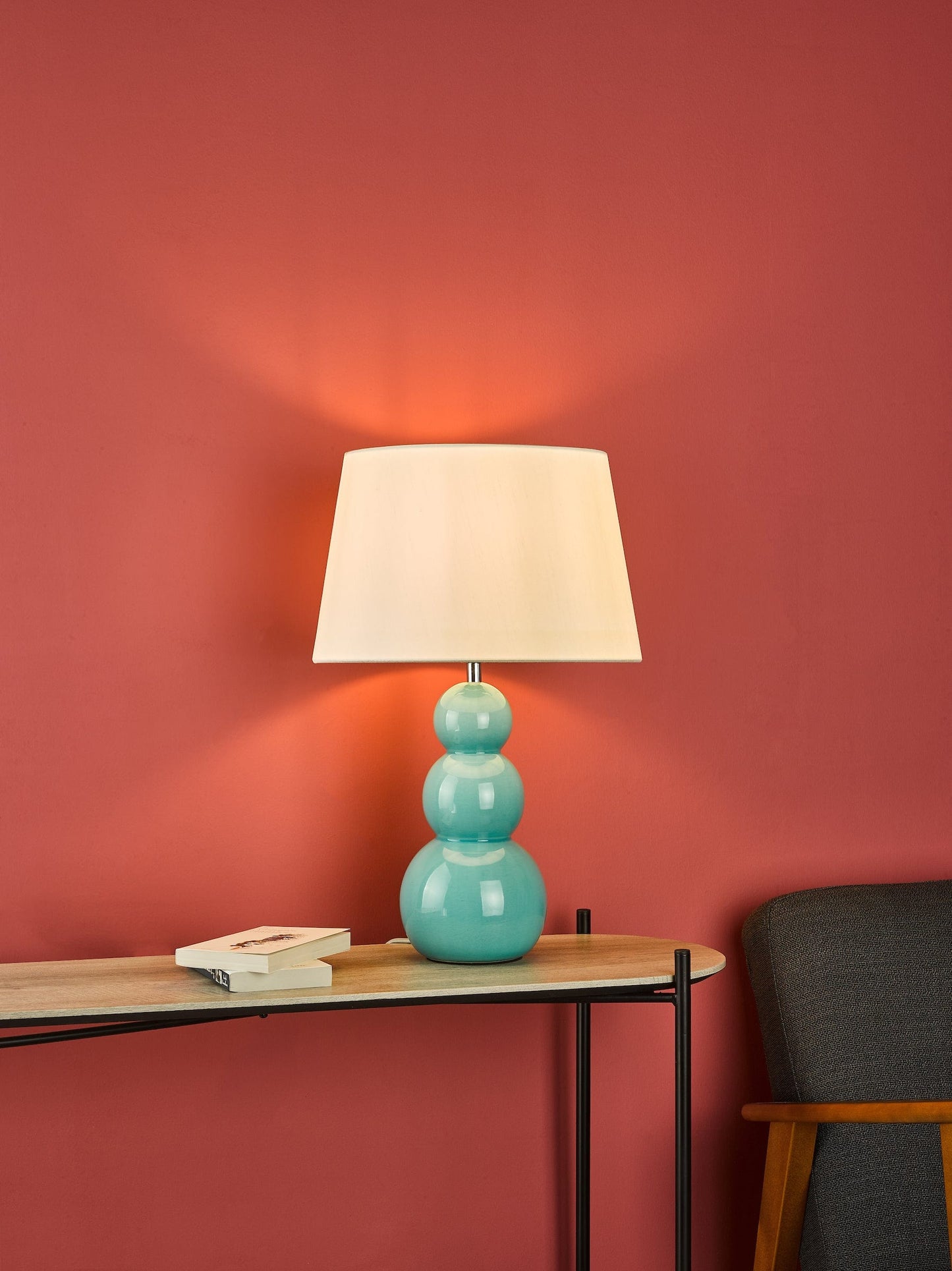 dar lighting Mia Table Lamp Teal Ceramic Base Only MIA4224