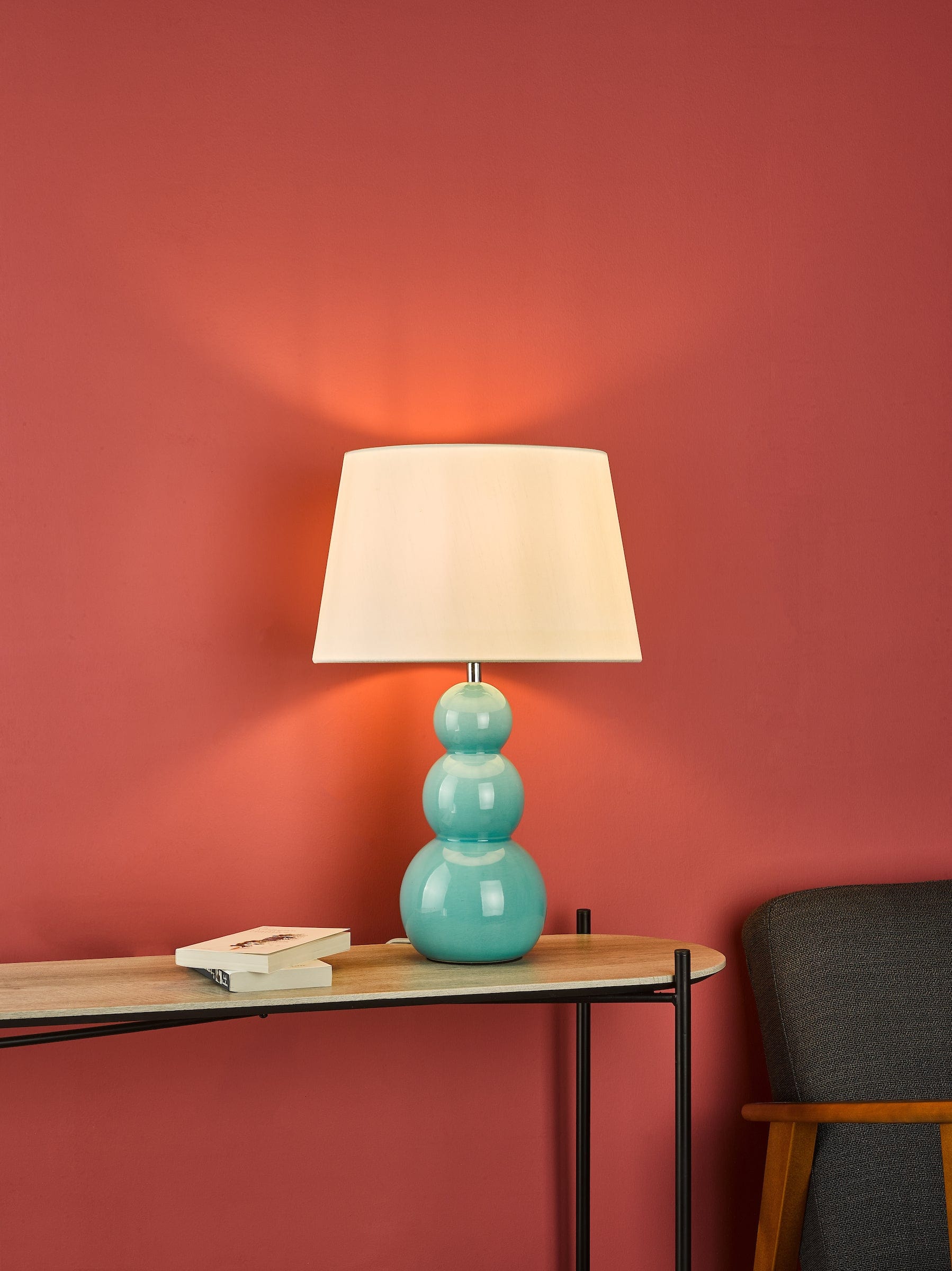 dar lighting Mia Table Lamp Teal Ceramic Base Only MIA4224