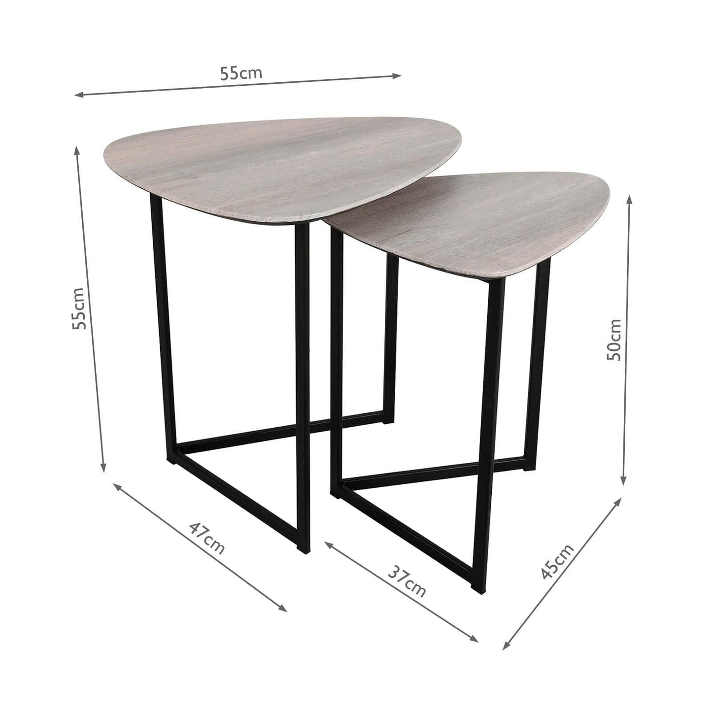 dar lighting Mibello Nested Side Tables Light Oak Effect 001MIB001