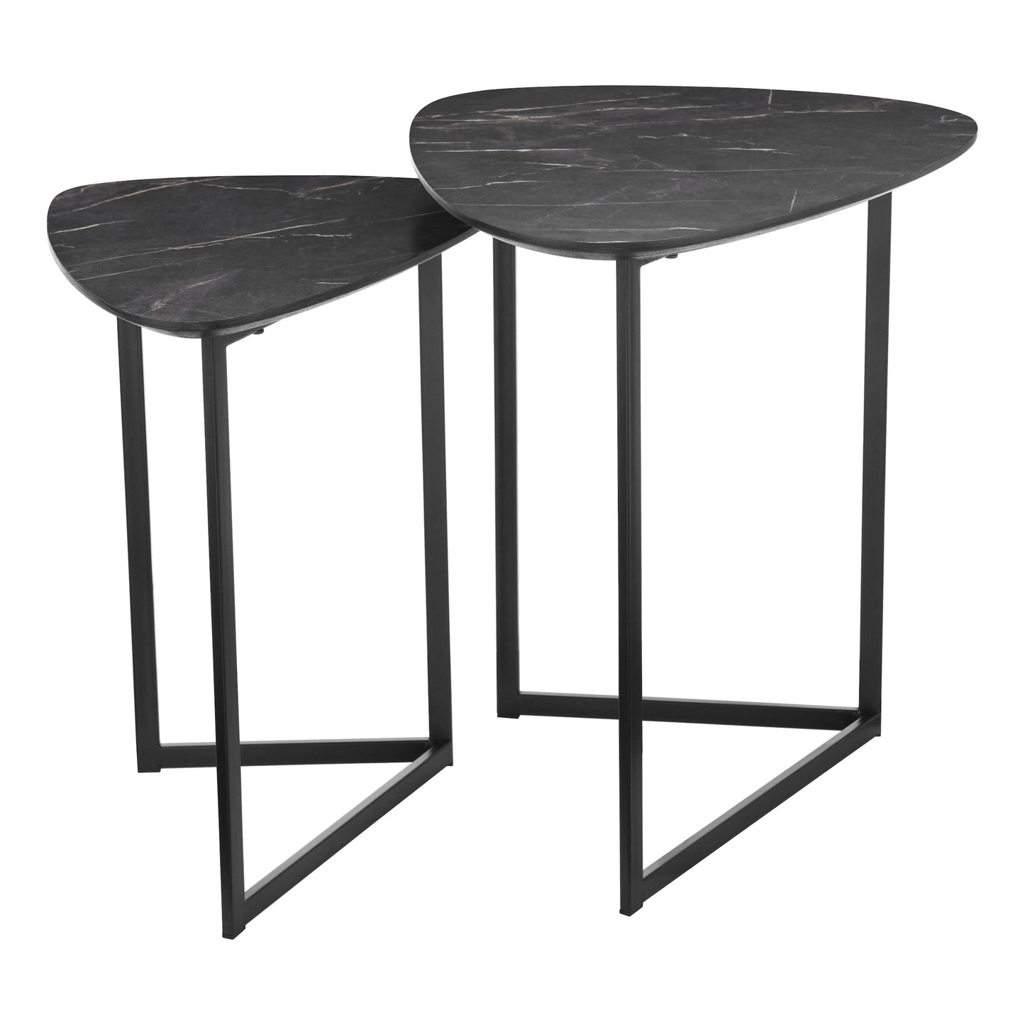 dar lighting Mibello Nested Tables Dark Marble Effect and Matt Black 001MIB002