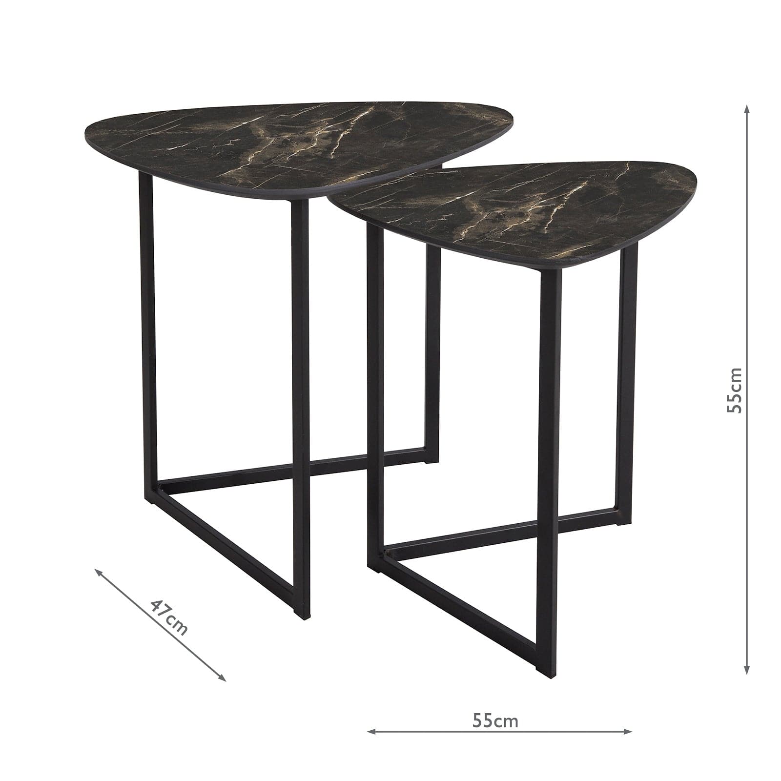 dar lighting Mibello Nested Tables Dark Marble Effect and Matt Black 001MIB002