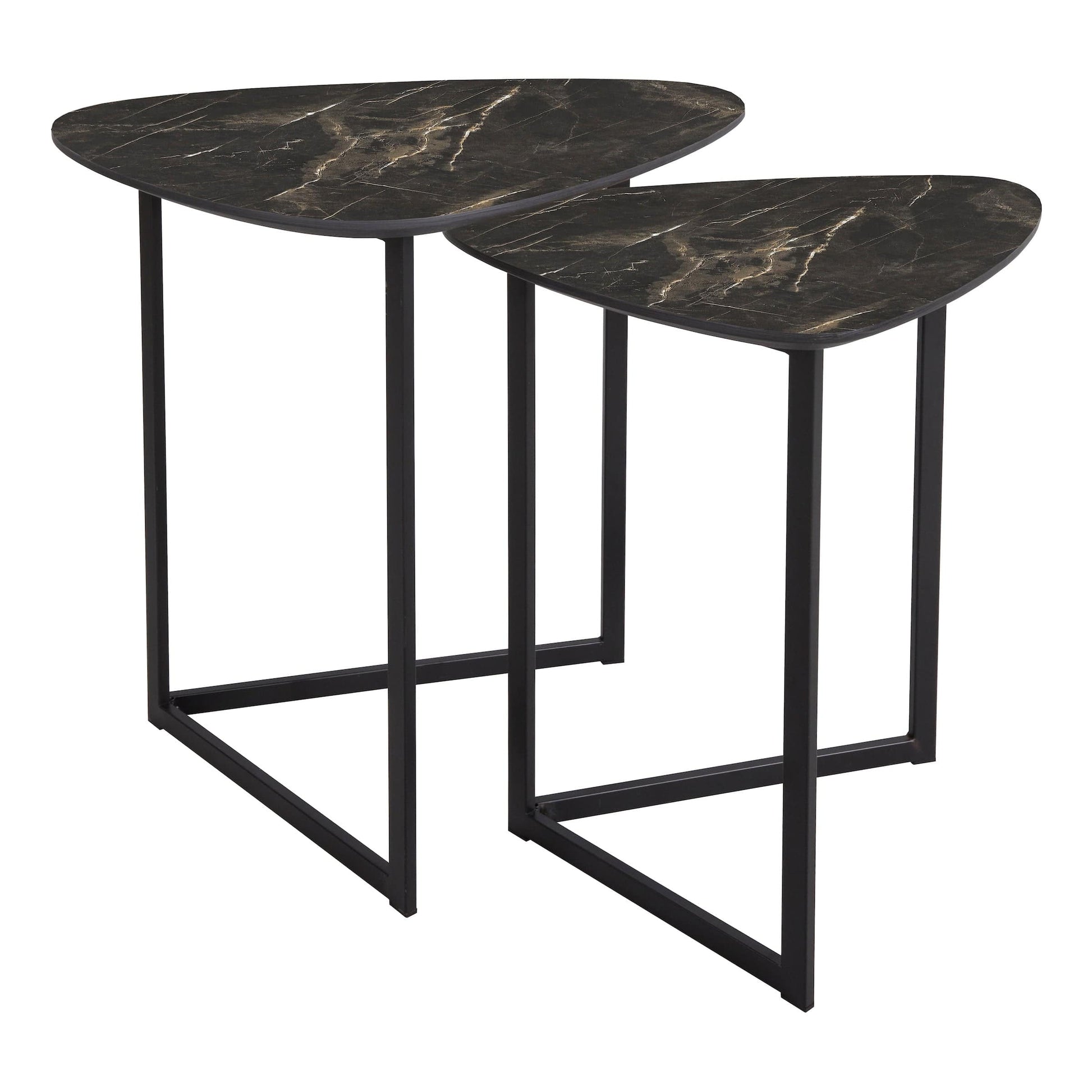 dar lighting Mibello Nested Tables Dark Marble Effect and Matt Black 001MIB002