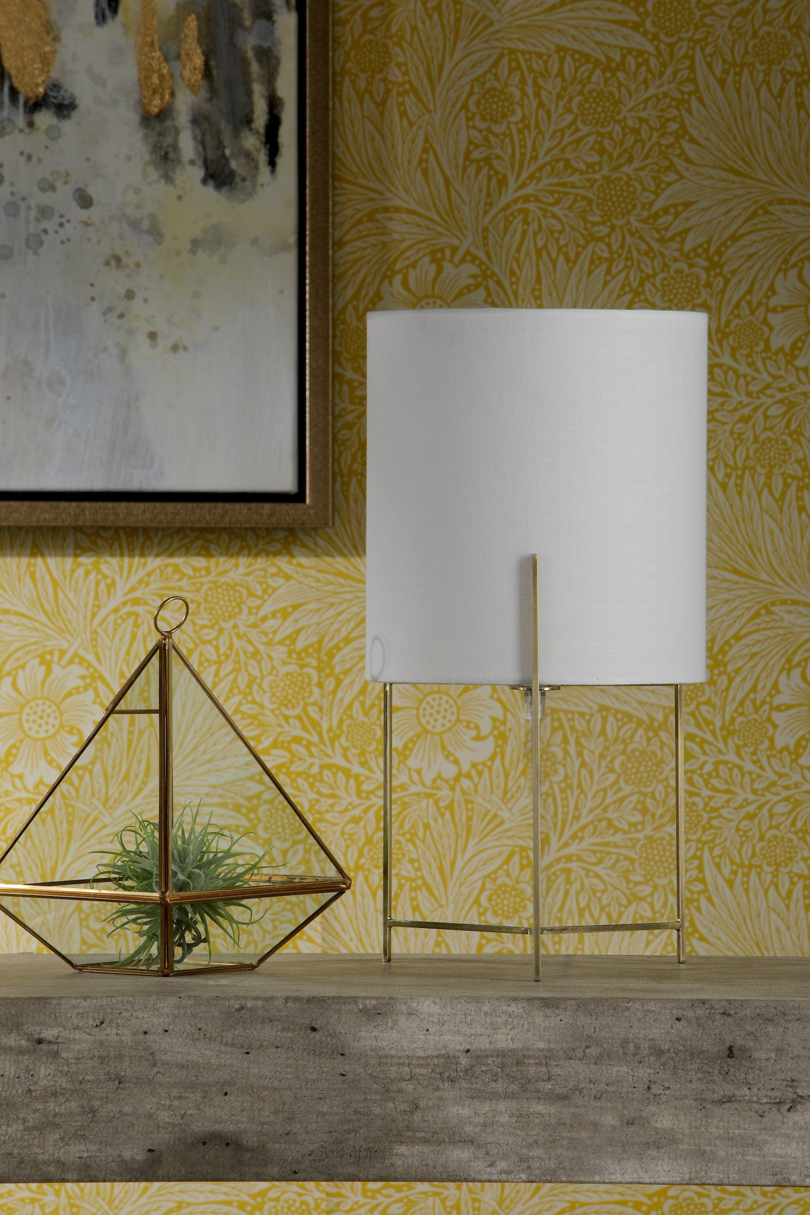 dar lighting Michaela Table Lamp Satin Gold With Shade MIC4135