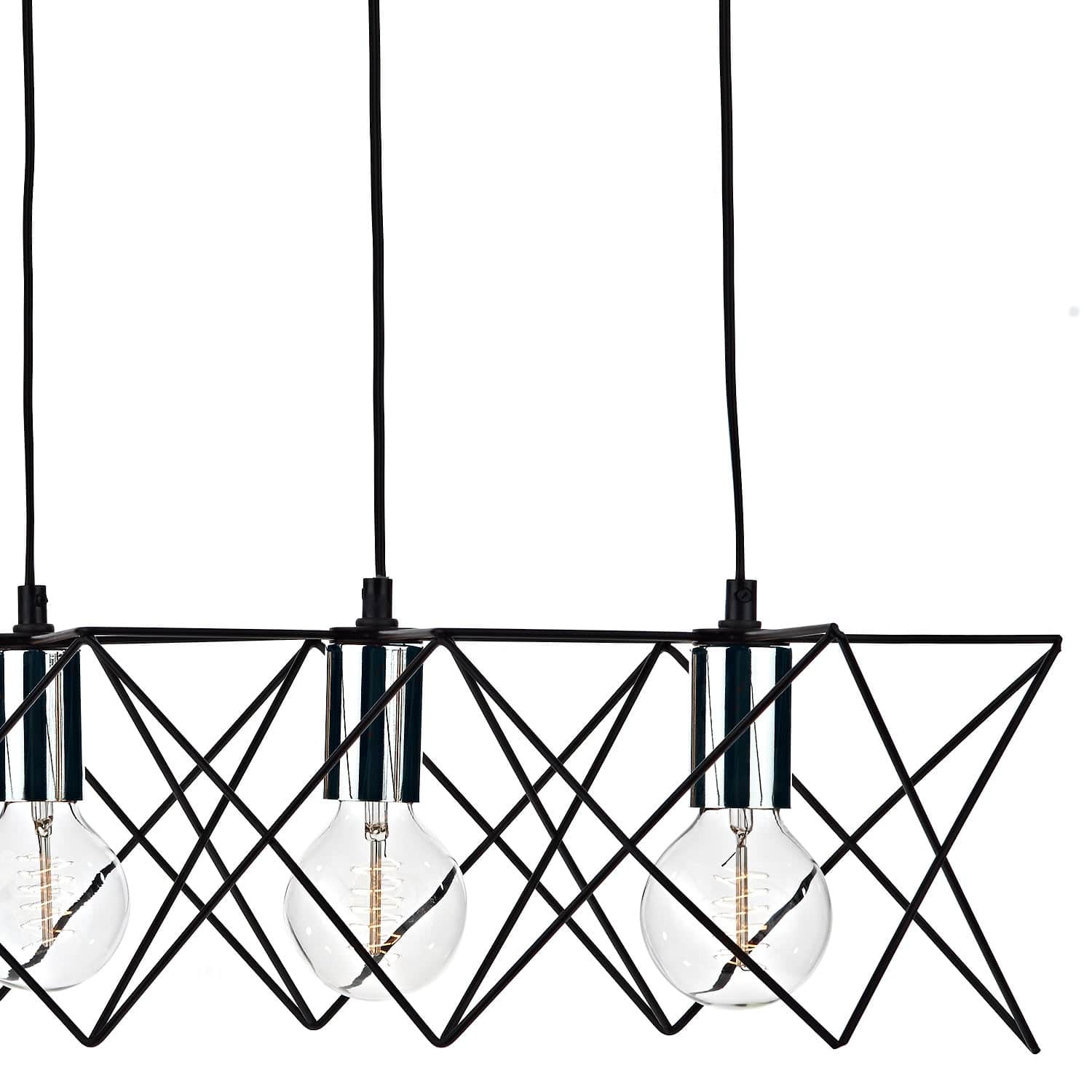 dar lighting Midi 5lt Bar Pendant Black & Polished Chrome MID0550