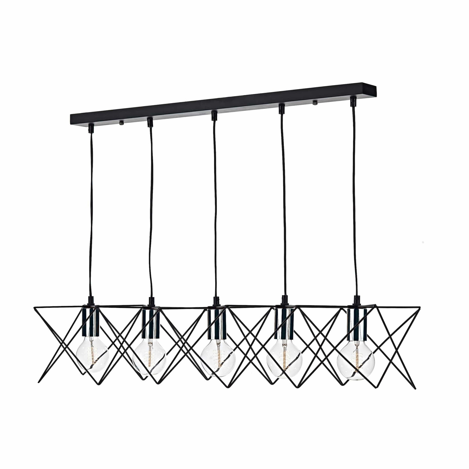 dar lighting Midi 5lt Bar Pendant Black & Polished Chrome MID0550