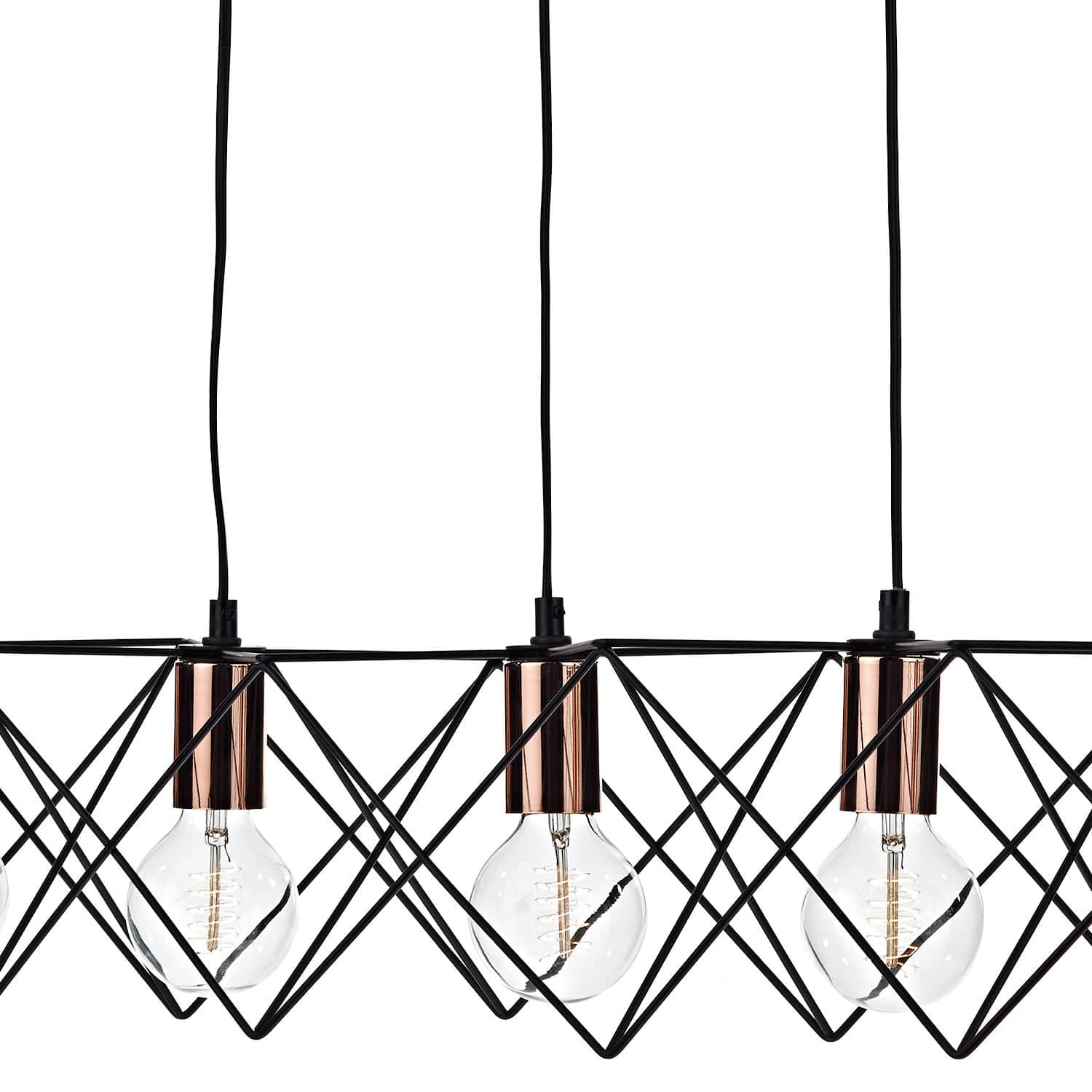 dar lighting Midi Cage 5 Light Bar Pendant Matt Black Bright & Copper MID0522