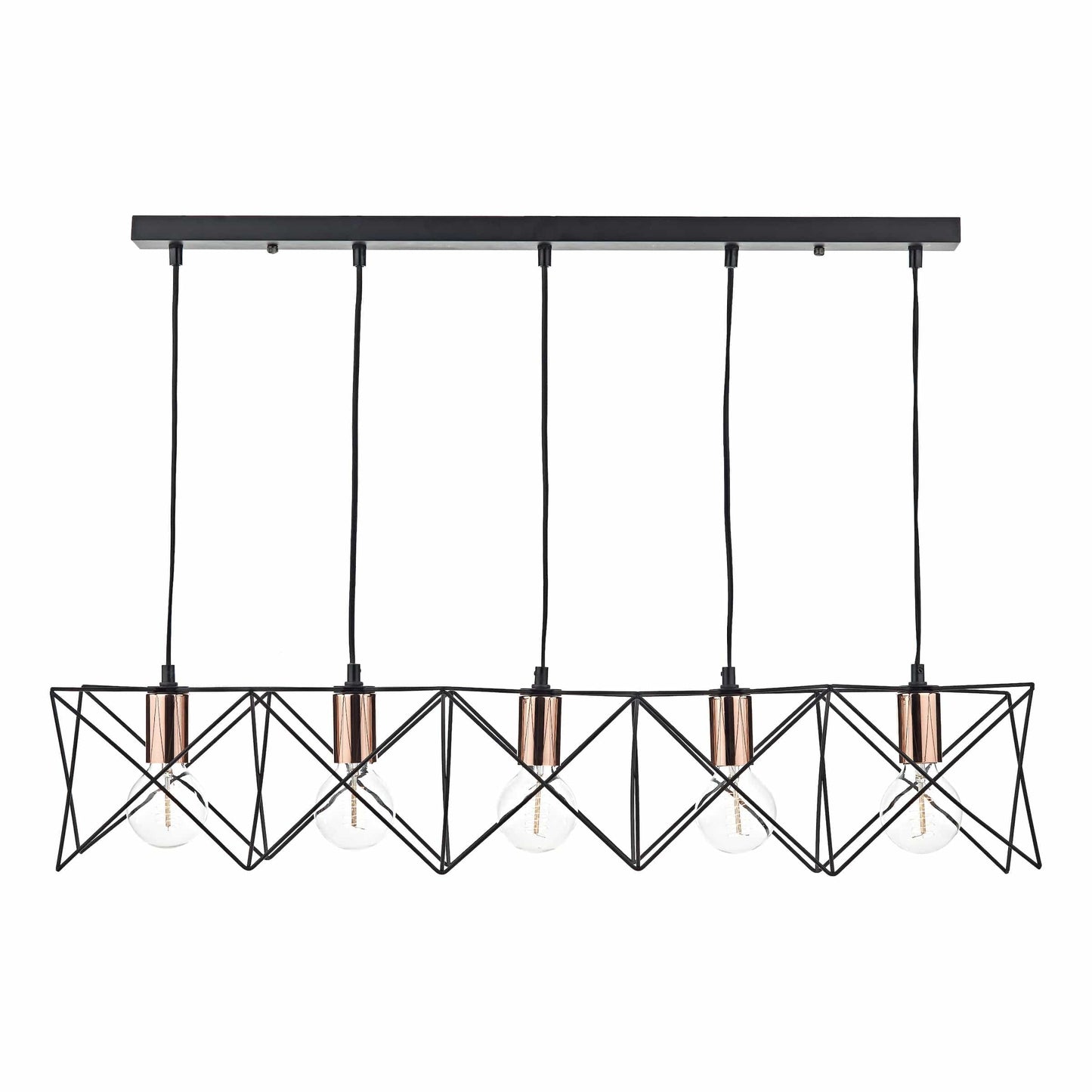 dar lighting Midi Cage 5 Light Bar Pendant Matt Black Bright & Copper MID0522