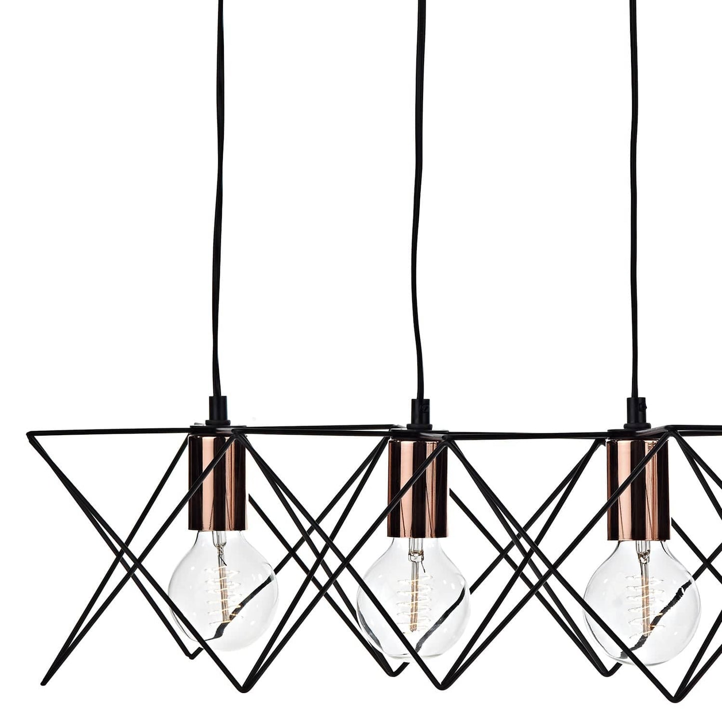 dar lighting Midi Cage 5 Light Bar Pendant Matt Black Bright & Copper MID0522