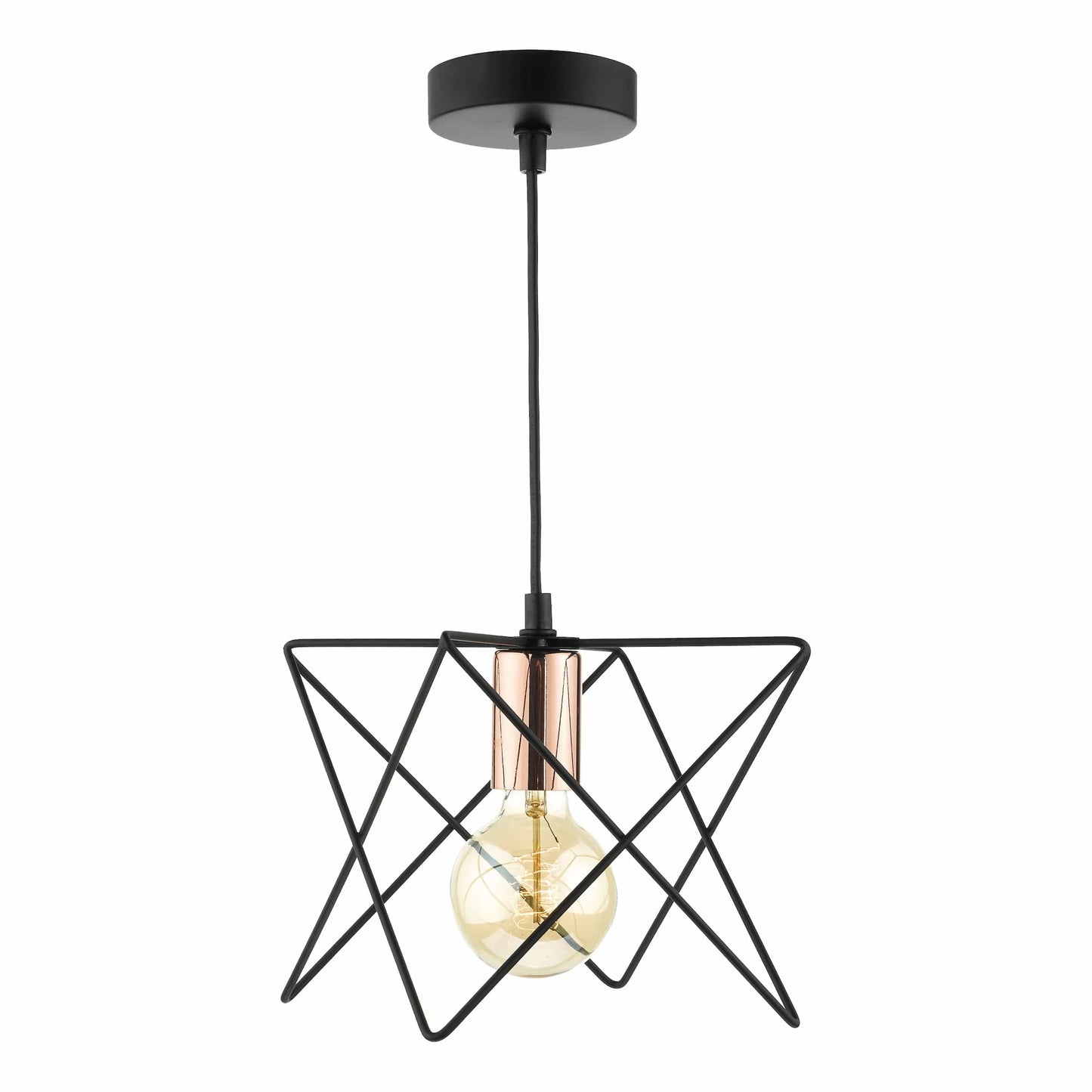 dar lighting Midi Cage Pendant Matt Black & Bright Copper MID0122