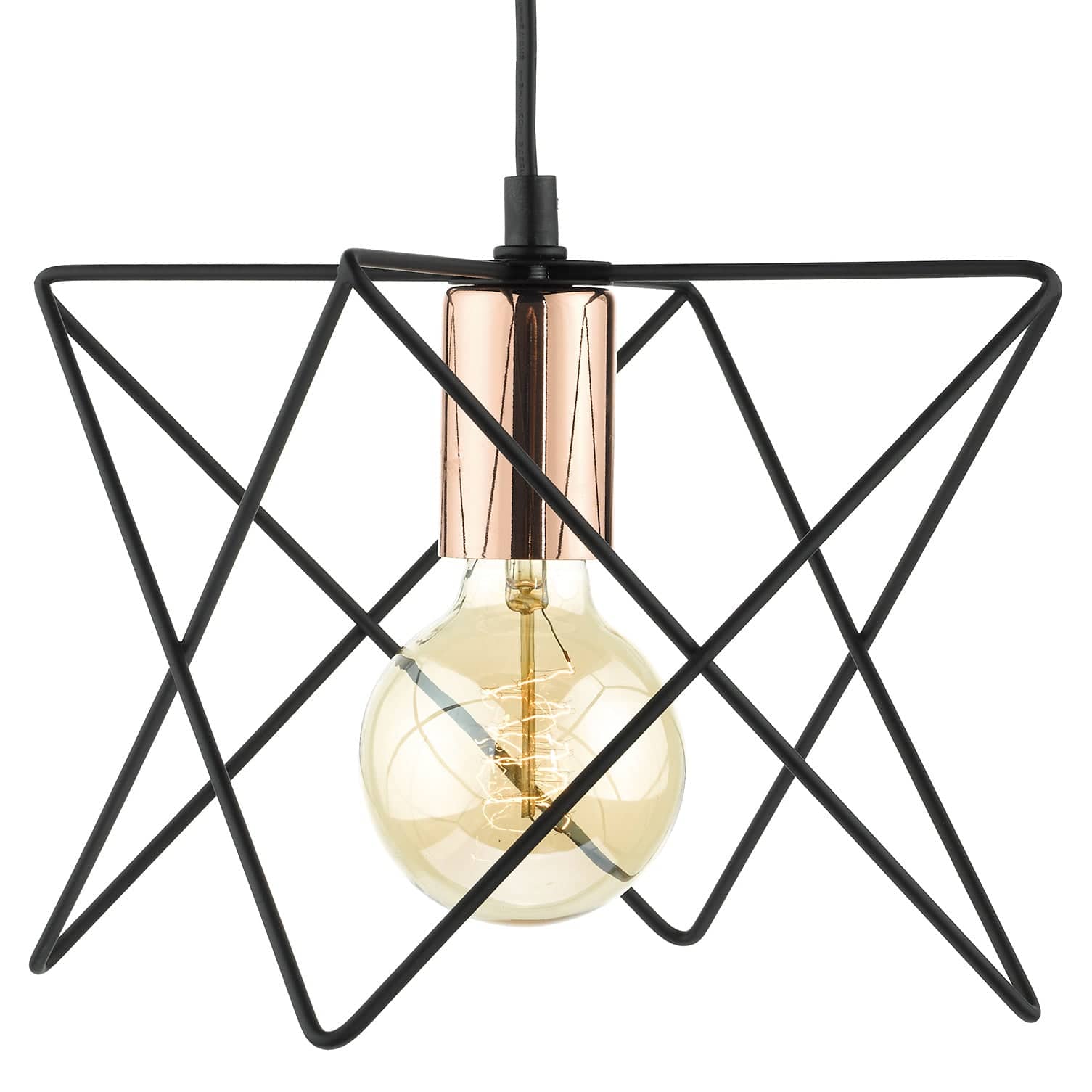 dar lighting Midi Cage Pendant Matt Black & Bright Copper MID0122