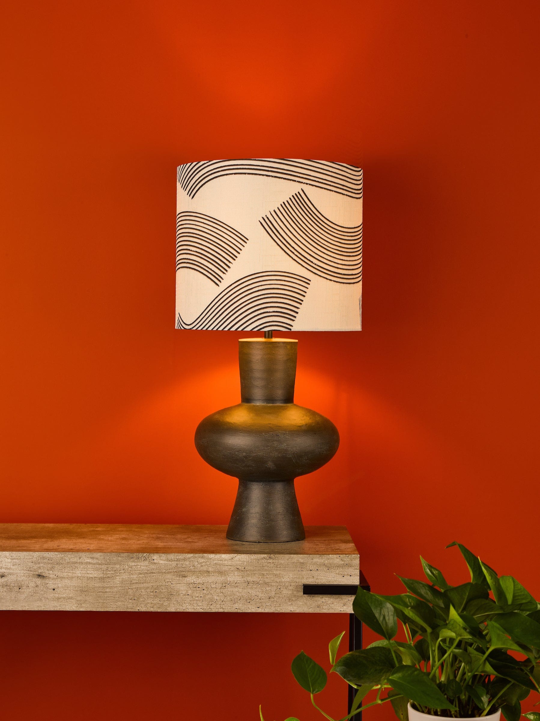 dar lighting Miho Table Lamp Black/Bronze With Shade MIH4222