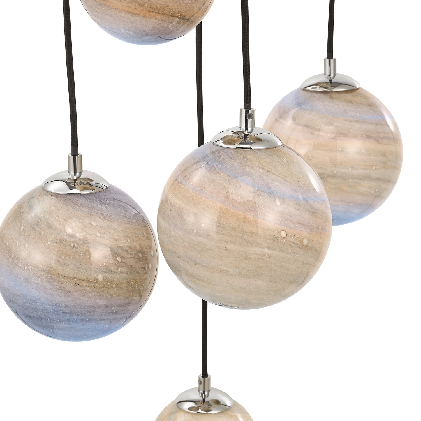 dar lighting Mikara 12 Light Cluster Pendant Polished Chrome Marble Effect Glass 1.5M MIK6350