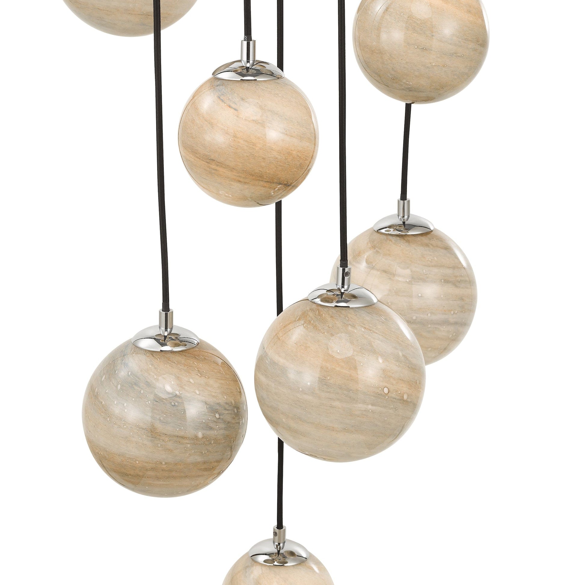 dar lighting Mikara 12 Light Cluster Pendant Polished Chrome Marble Effect Glass 1.5M MIK6350