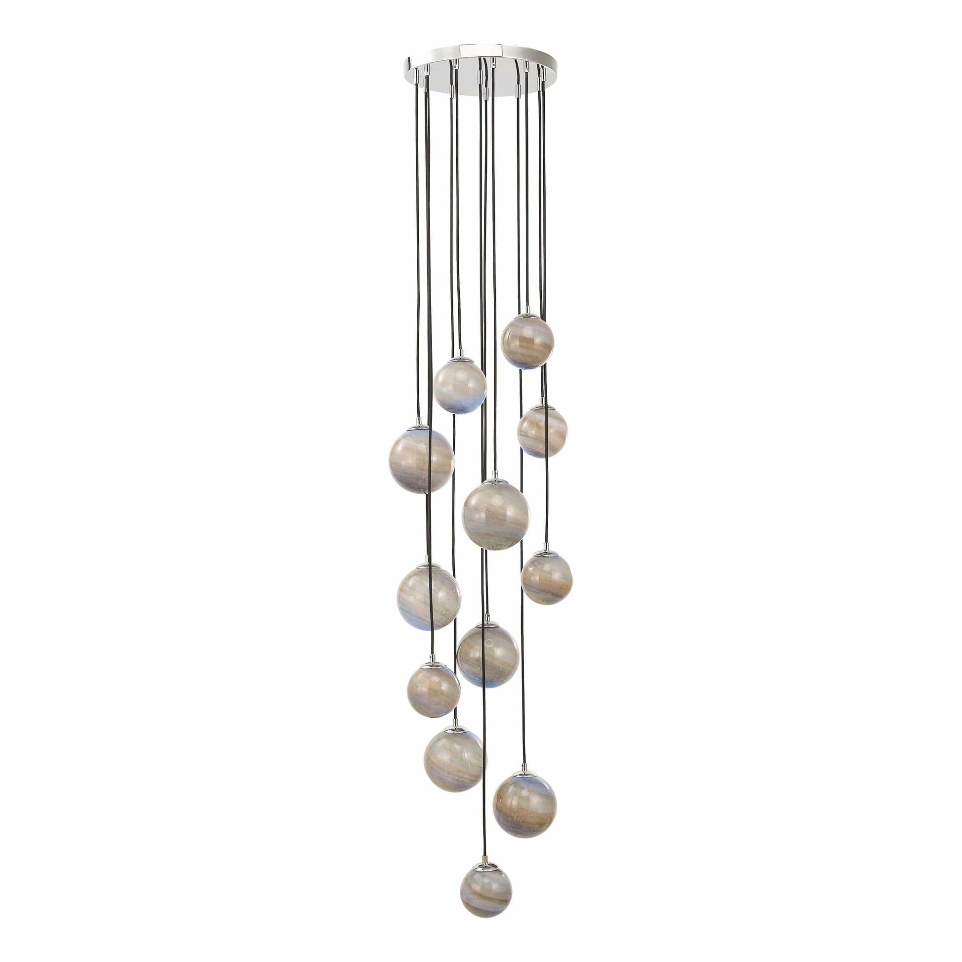 dar lighting Mikara 12 Light Cluster Pendant Polished Chrome Marble Effect Glass 2.5M MIK1250