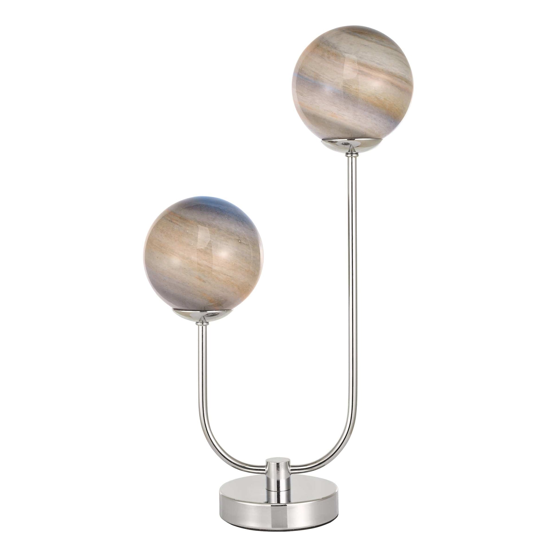 dar lighting Mikara 2 Light Table Lamp Polished Chrome Marble Effect Glass MIK4250