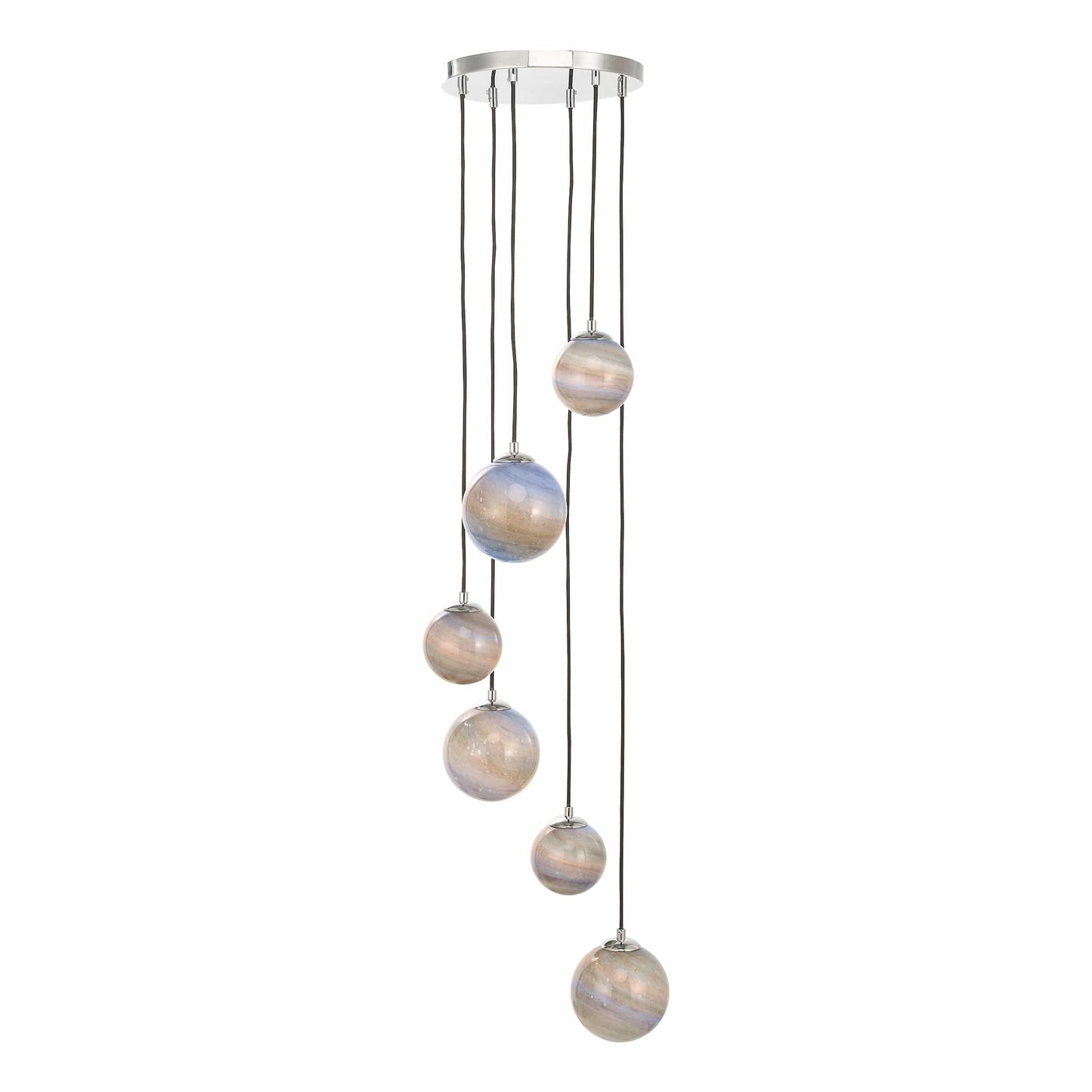 dar lighting Mikara 6 Light Cluster Pendant Marble Effect Glass & Polished Chrome MIK0650