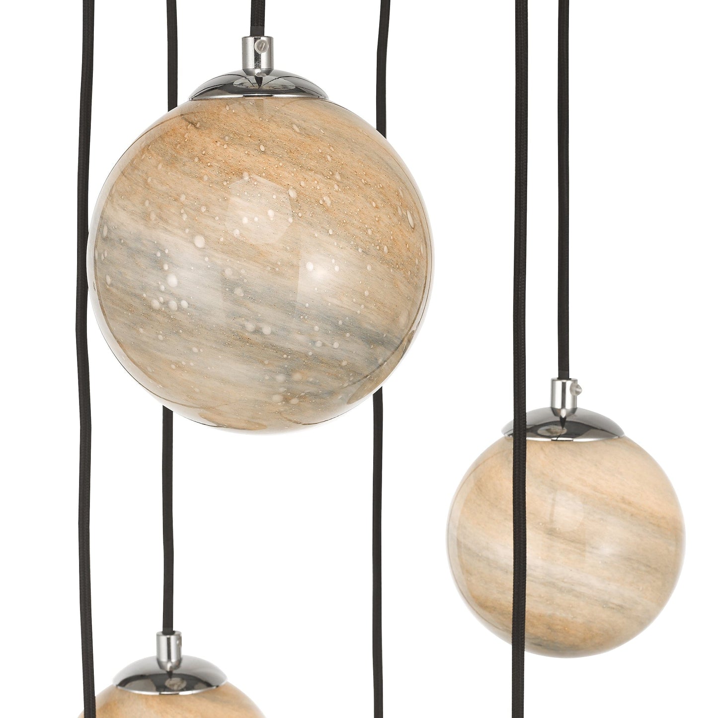 dar lighting Mikara 6 Light Cluster Pendant Marble Effect Glass & Polished Chrome MIK0650