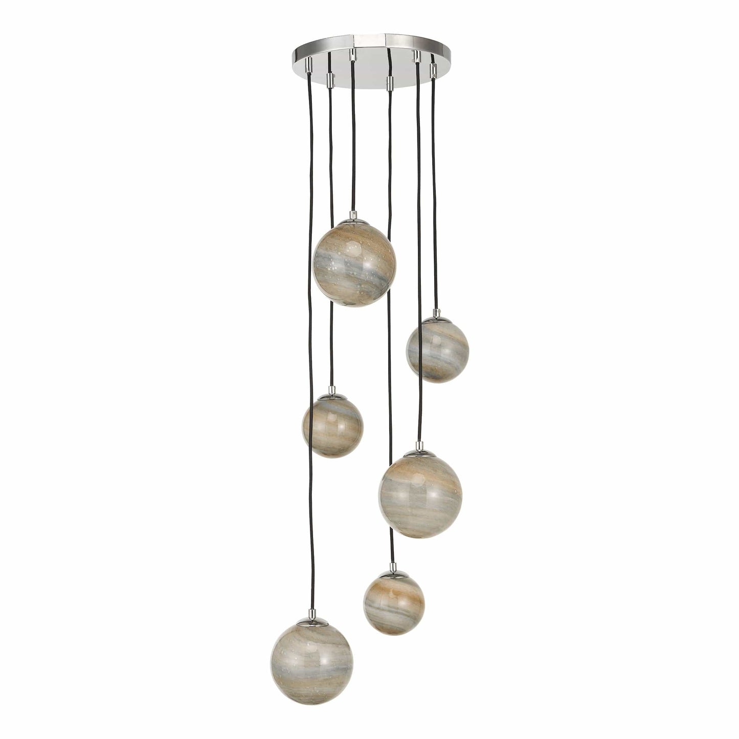 dar lighting Mikara 6 Light Cluster Pendant Marble Effect Glass & Polished Chrome MIK0650