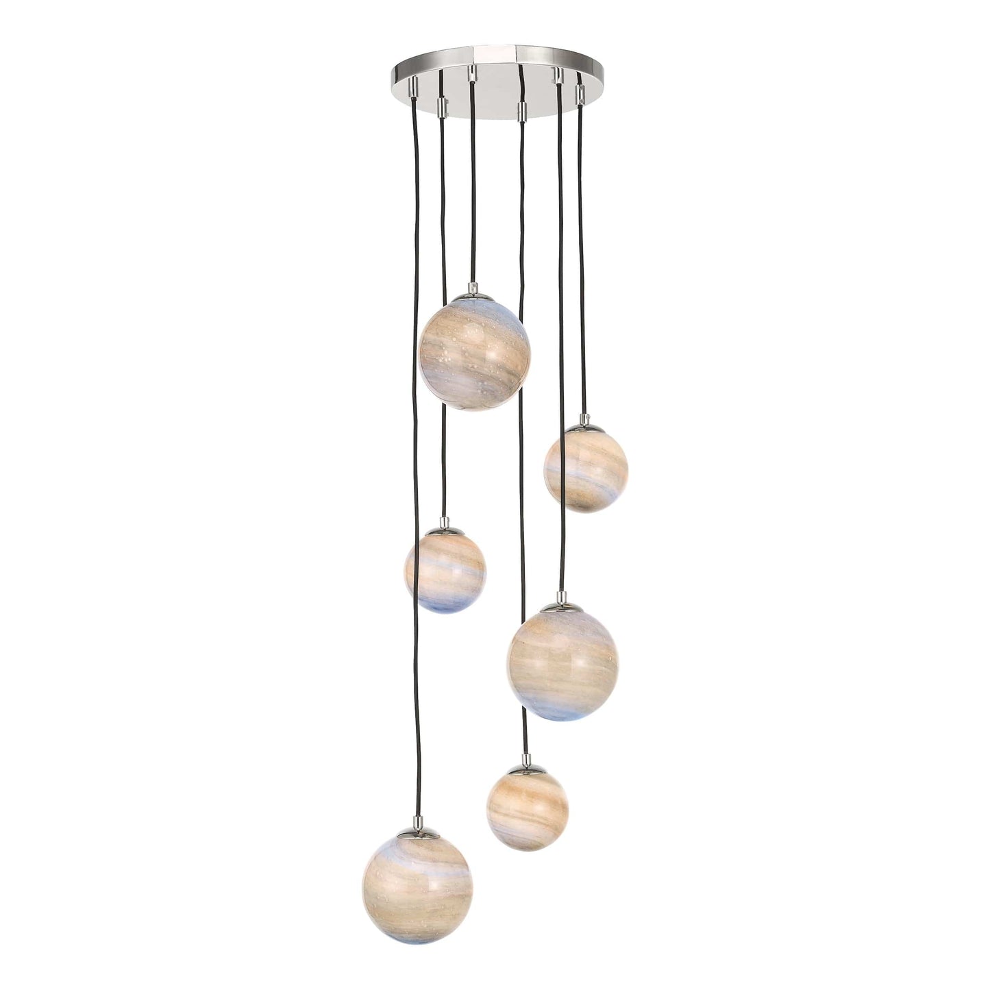 dar lighting Mikara 6 Light Cluster Pendant Marble Effect Glass & Polished Chrome MIK0650