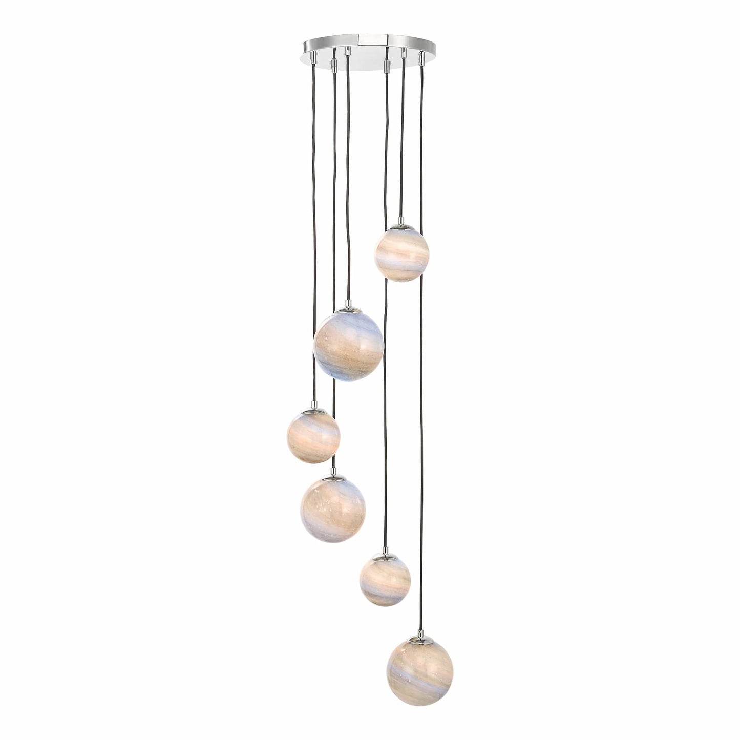 dar lighting Mikara 6 Light Cluster Pendant Marble Effect Glass & Polished Chrome MIK0650