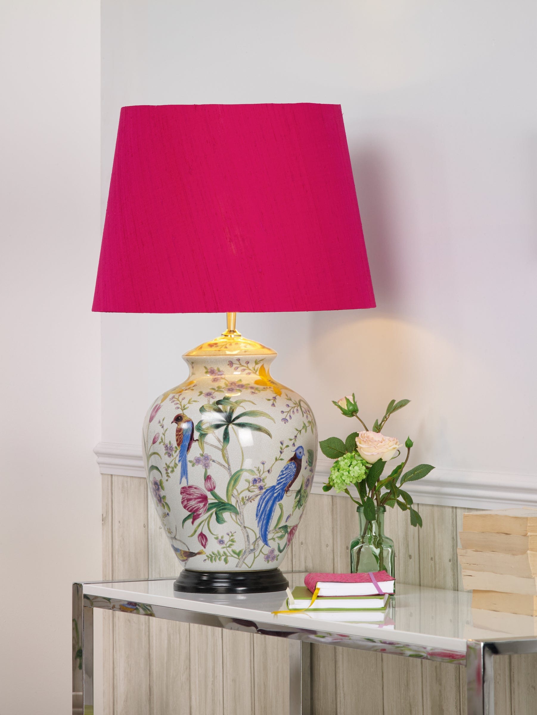 dar lighting Mimosa Table Lamp Floral/Bird Print Base Only MIM4202