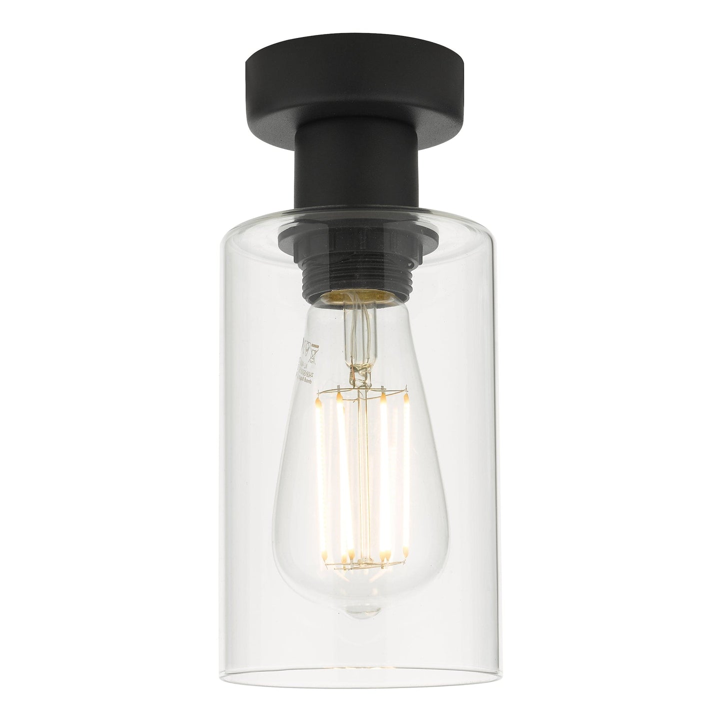 dar lighting Miu 1 Light Flush Matt Black Glass MIU0122