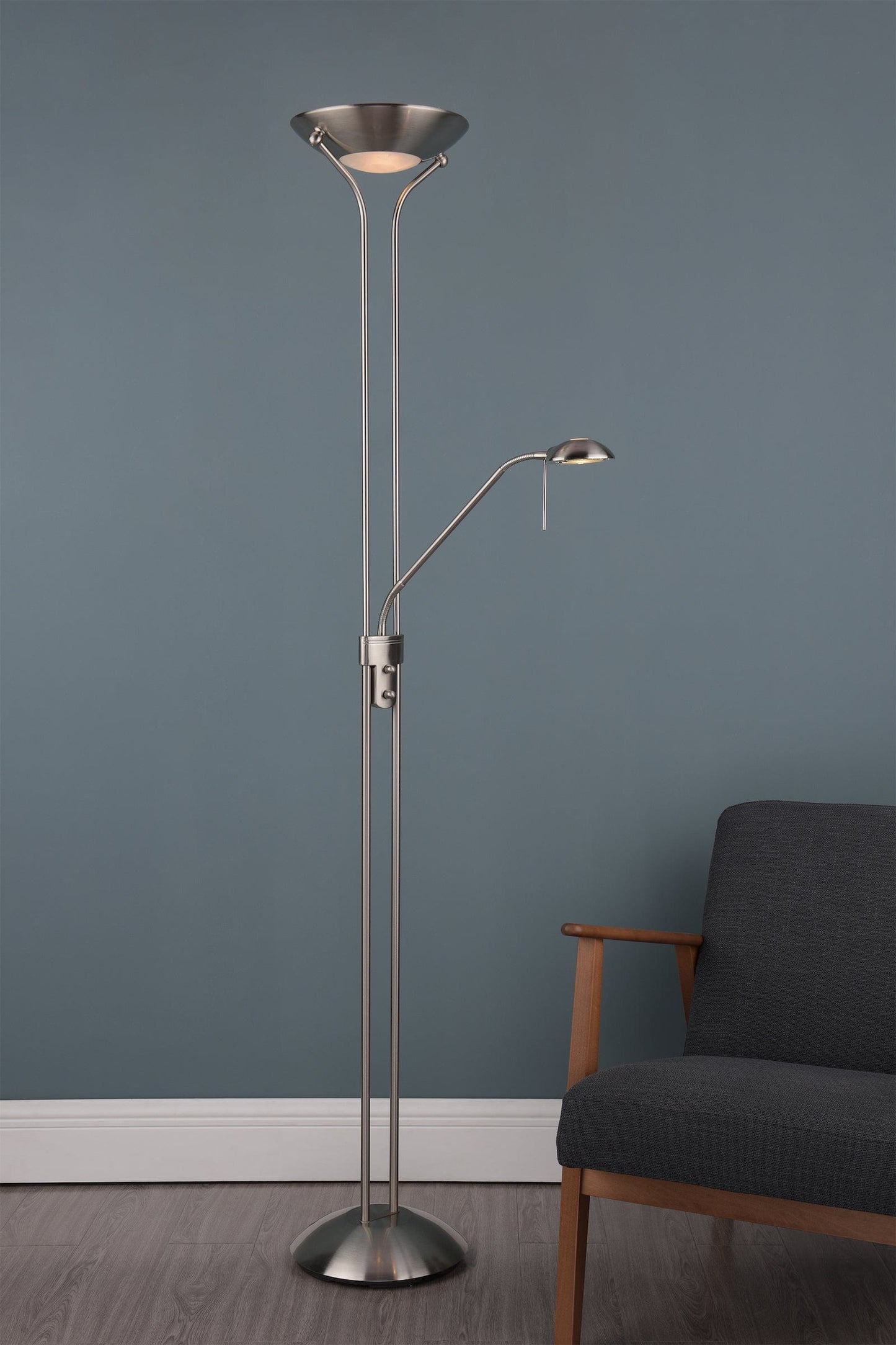 dar lighting Montana Mother & Child Floor Lamp Satin Chrome MON4946