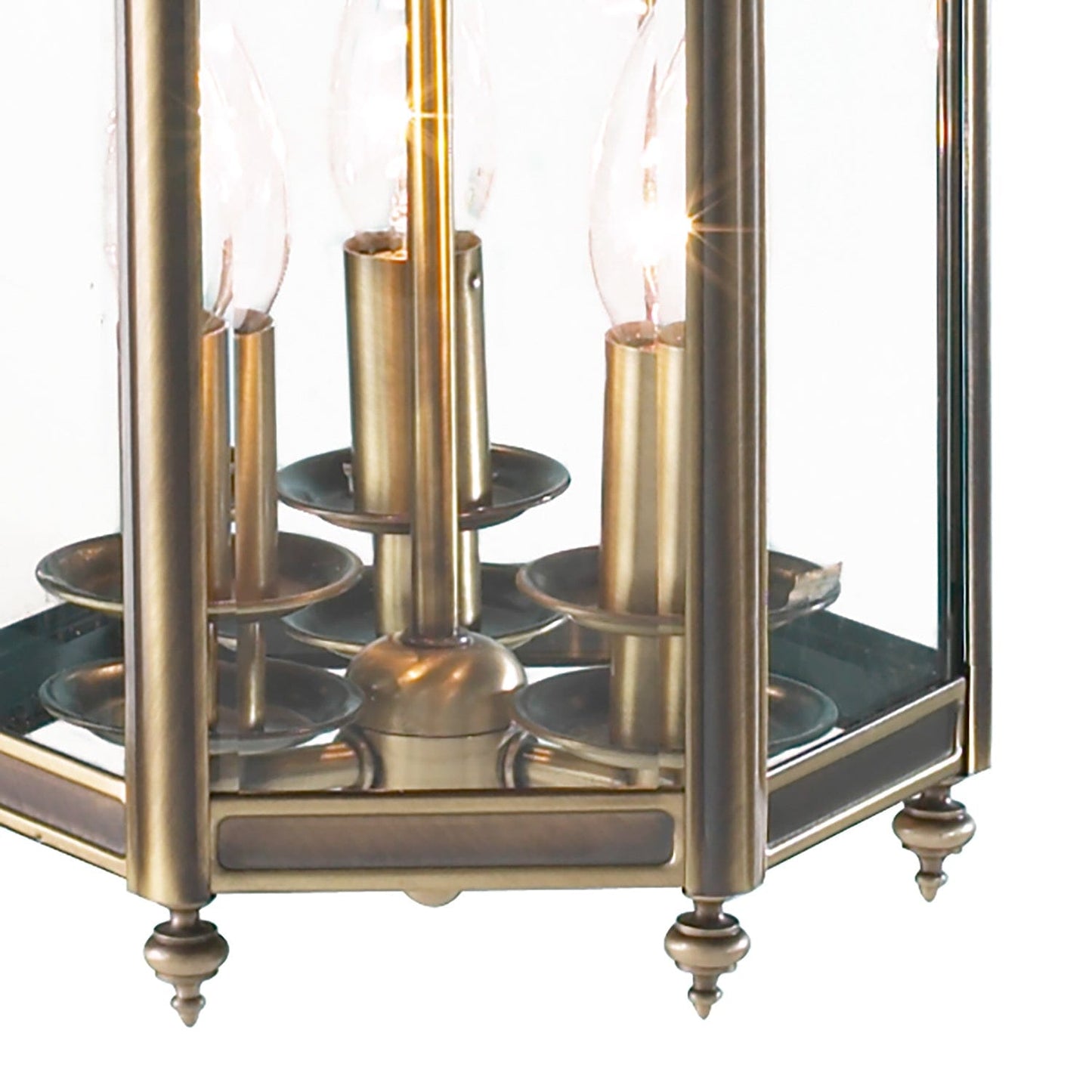 dar lighting Moorgate Hexagonal Hall Lantern Dual Mount Antique Brass MOO0375