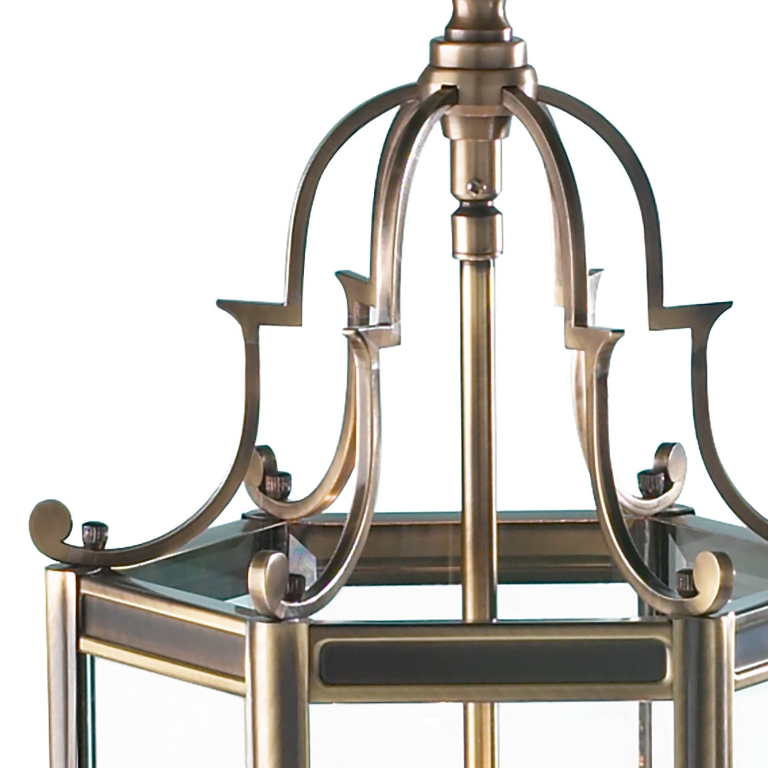 dar lighting Moorgate Hexagonal Hall Lantern Dual Mount Antique Brass MOO0375