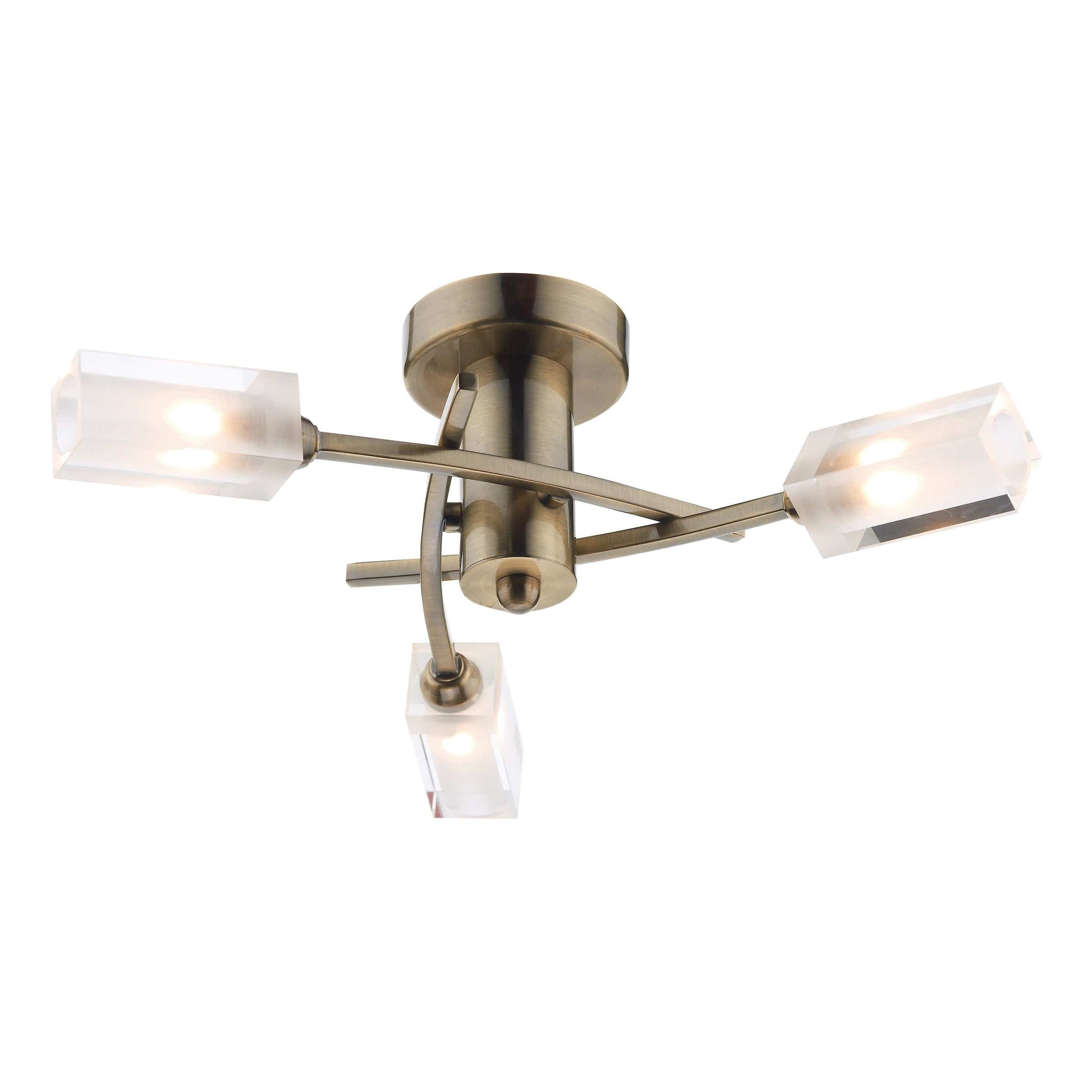 dar lighting Morgan 3 Light Semi Flush Antique Brass MOR0375