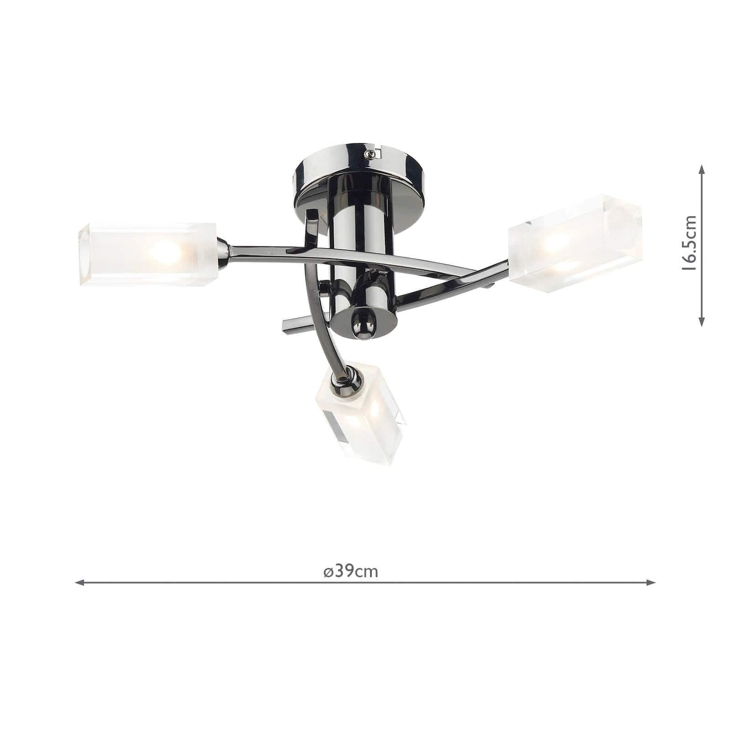 dar lighting Morgan 3 Light Semi Flush Black Chrome MOR0367