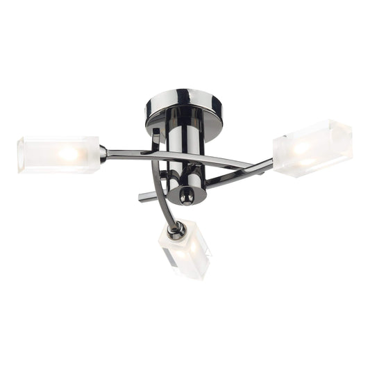 dar lighting Morgan 3 Light Semi Flush Black Chrome MOR0367