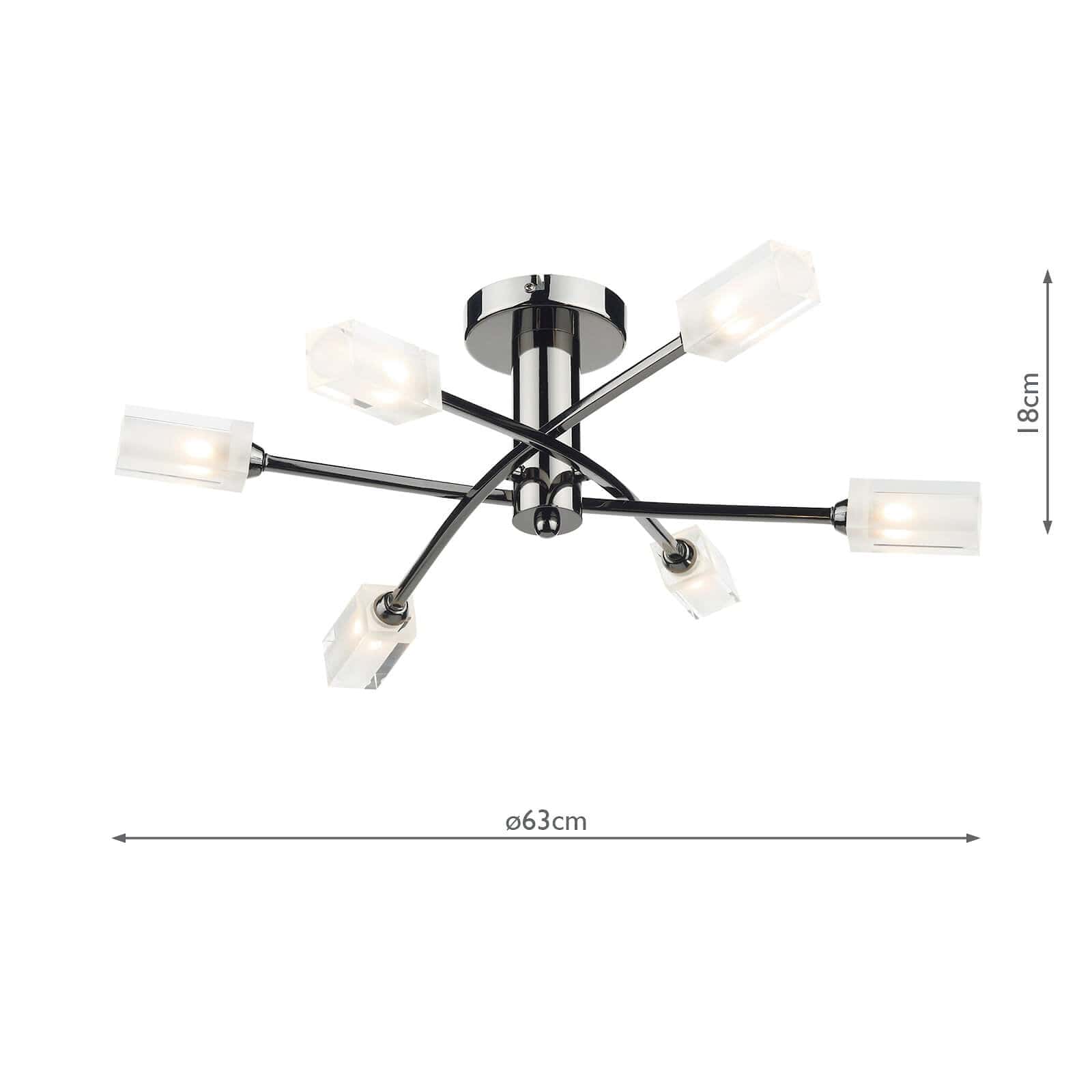 dar lighting Morgan 6 Light Semi Flush Black Chrome MOR6467