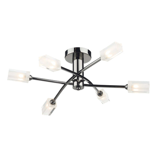 dar lighting Morgan 6 Light Semi Flush Black Chrome MOR6467