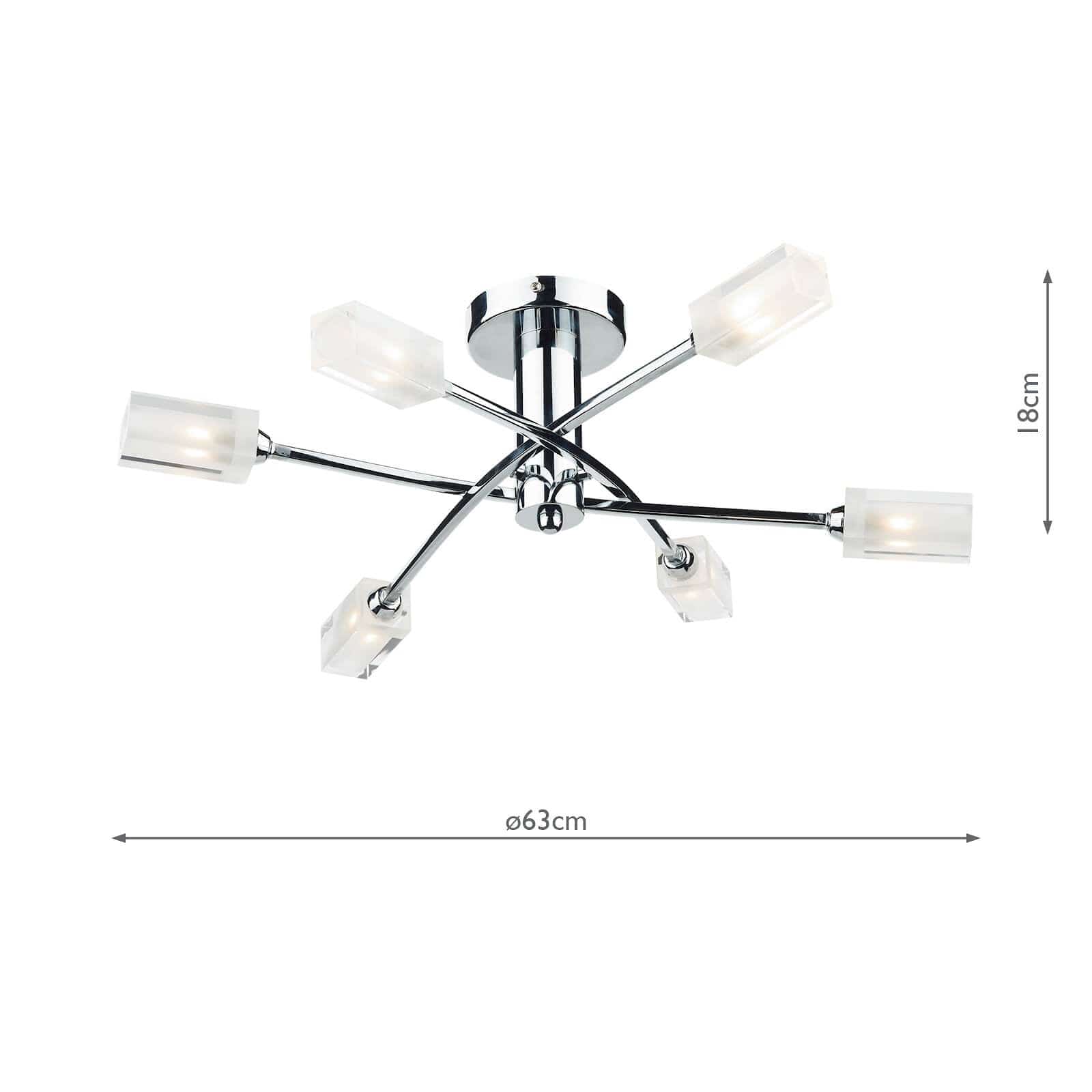 dar lighting Morgan 6 Light Semi Flush Polished Chrome MOR6450