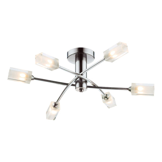 dar lighting Morgan 6 Light Semi Flush Satin Chrome MOR6446