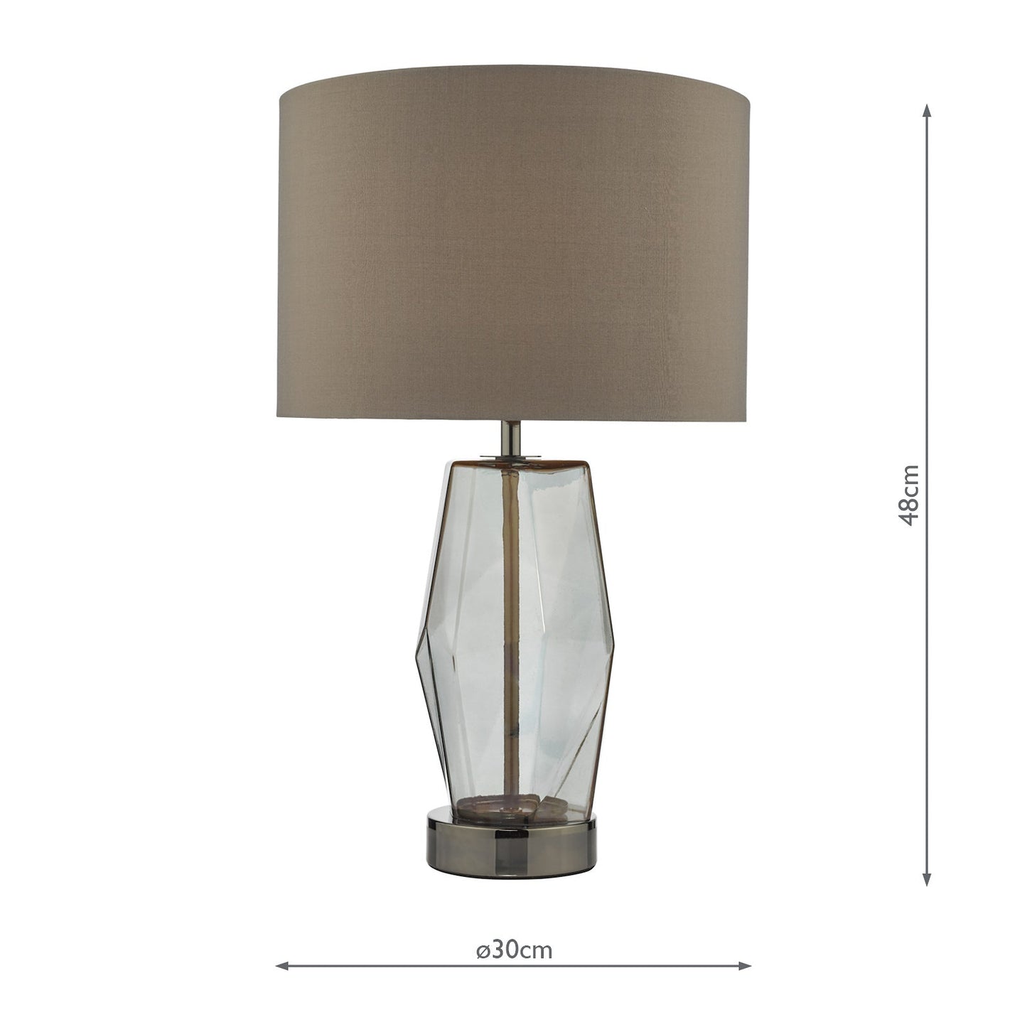 dar lighting Mubina Touch Table Lamp Black Chrome Smoked Glass With Shade MUB4308