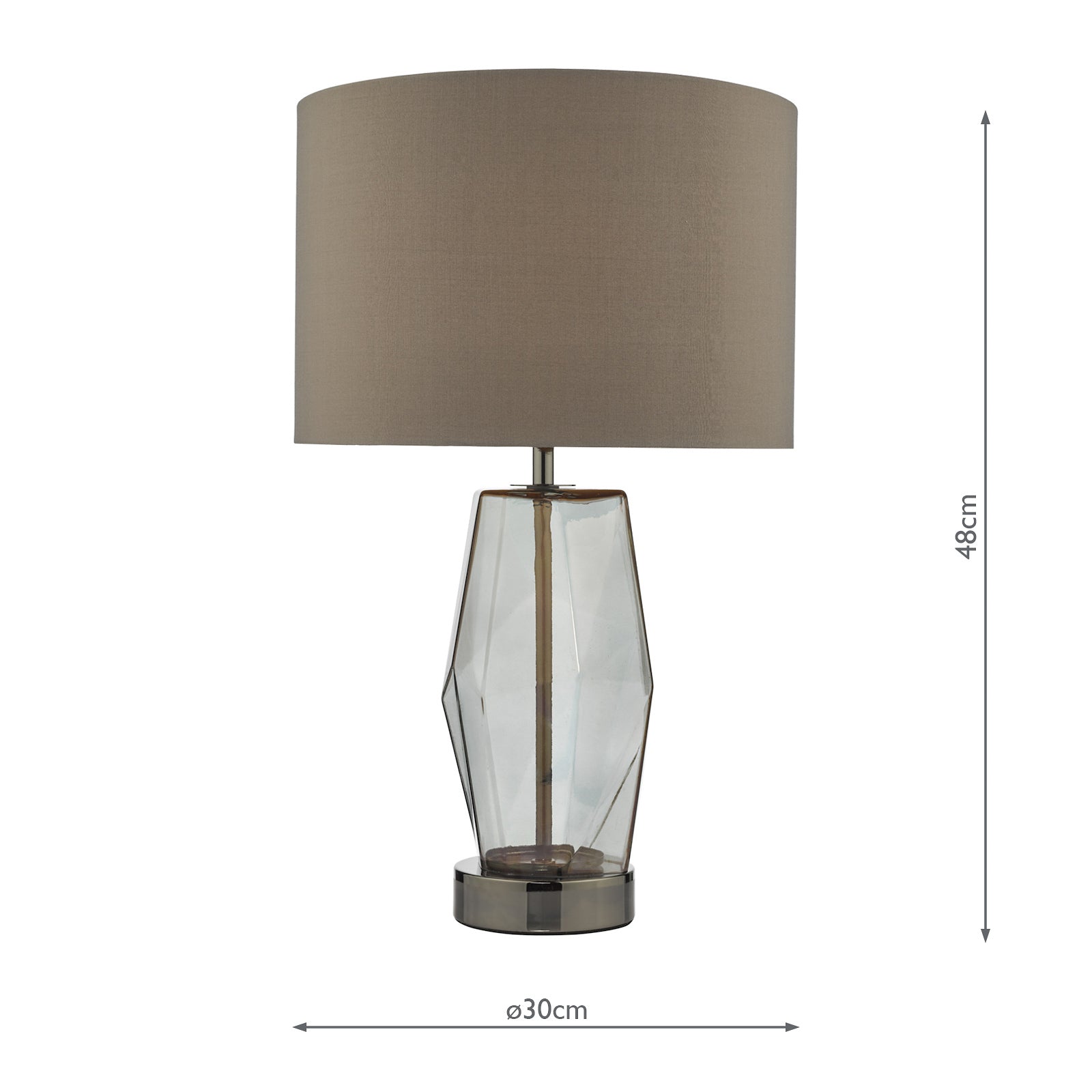 dar lighting Mubina Touch Table Lamp Black Chrome Smoked Glass With Shade MUB4308