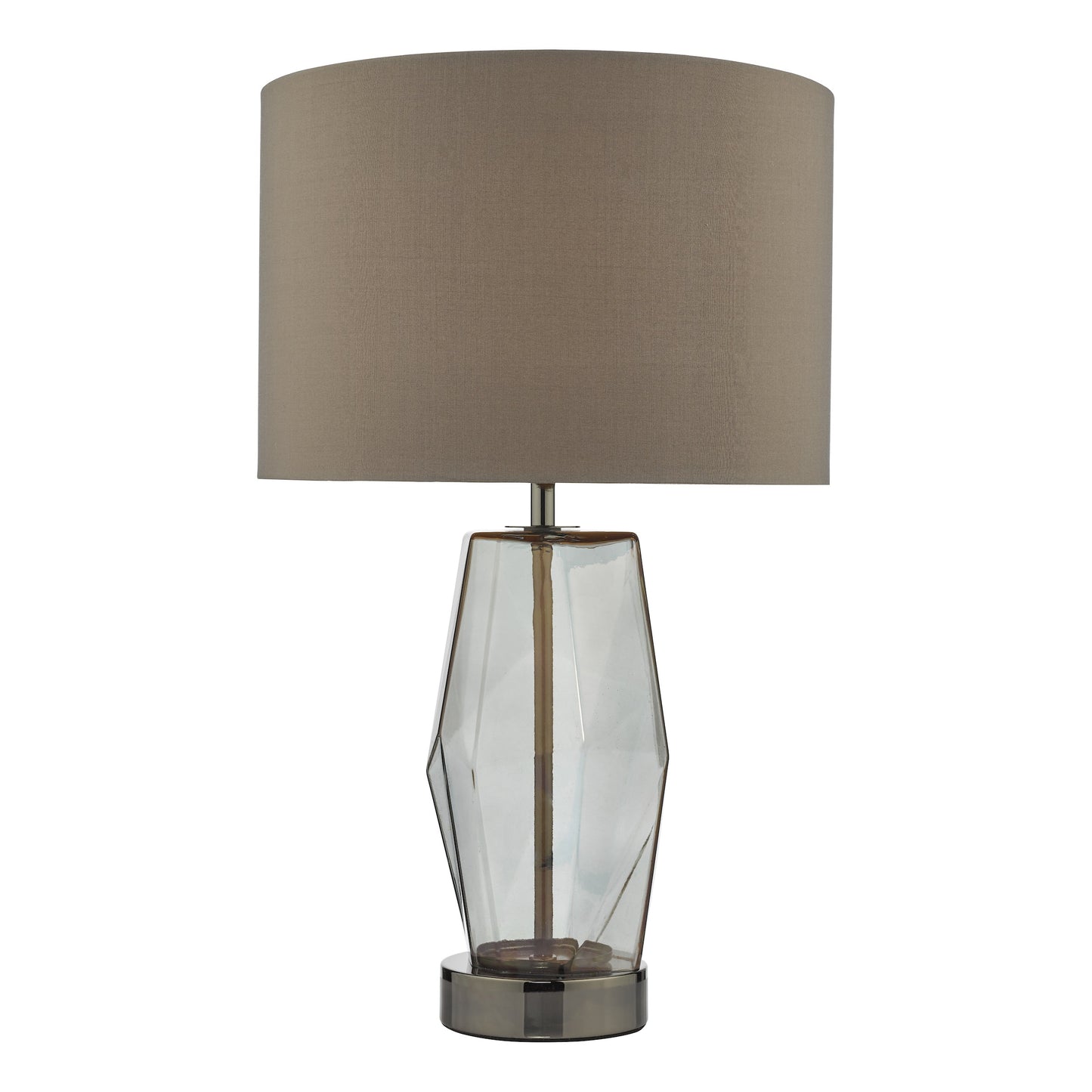 dar lighting Mubina Touch Table Lamp Black Chrome Smoked Glass With Shade MUB4308