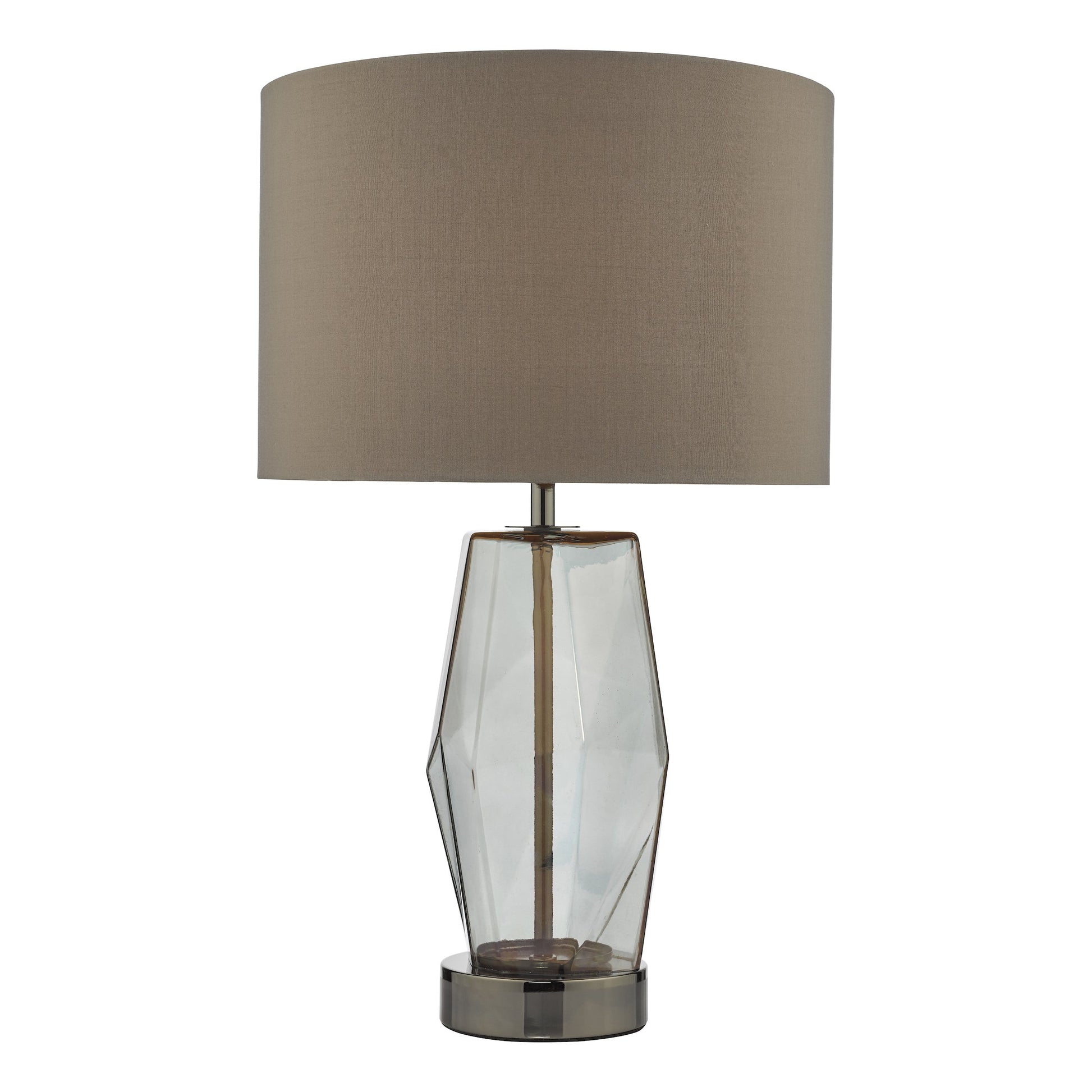 dar lighting Mubina Touch Table Lamp Black Chrome Smoked Glass With Shade MUB4308