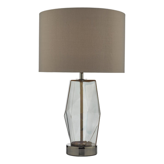 dar lighting Mubina Touch Table Lamp Black Chrome Smoked Glass With Shade MUB4308