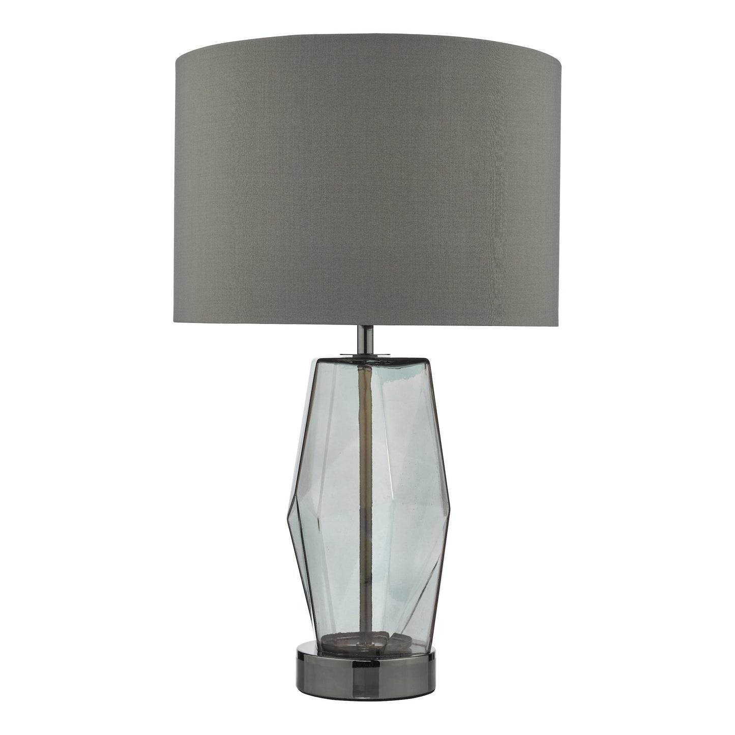 dar lighting Mubina Touch Table Lamp Black Chrome Smoked Glass With Shade MUB4308