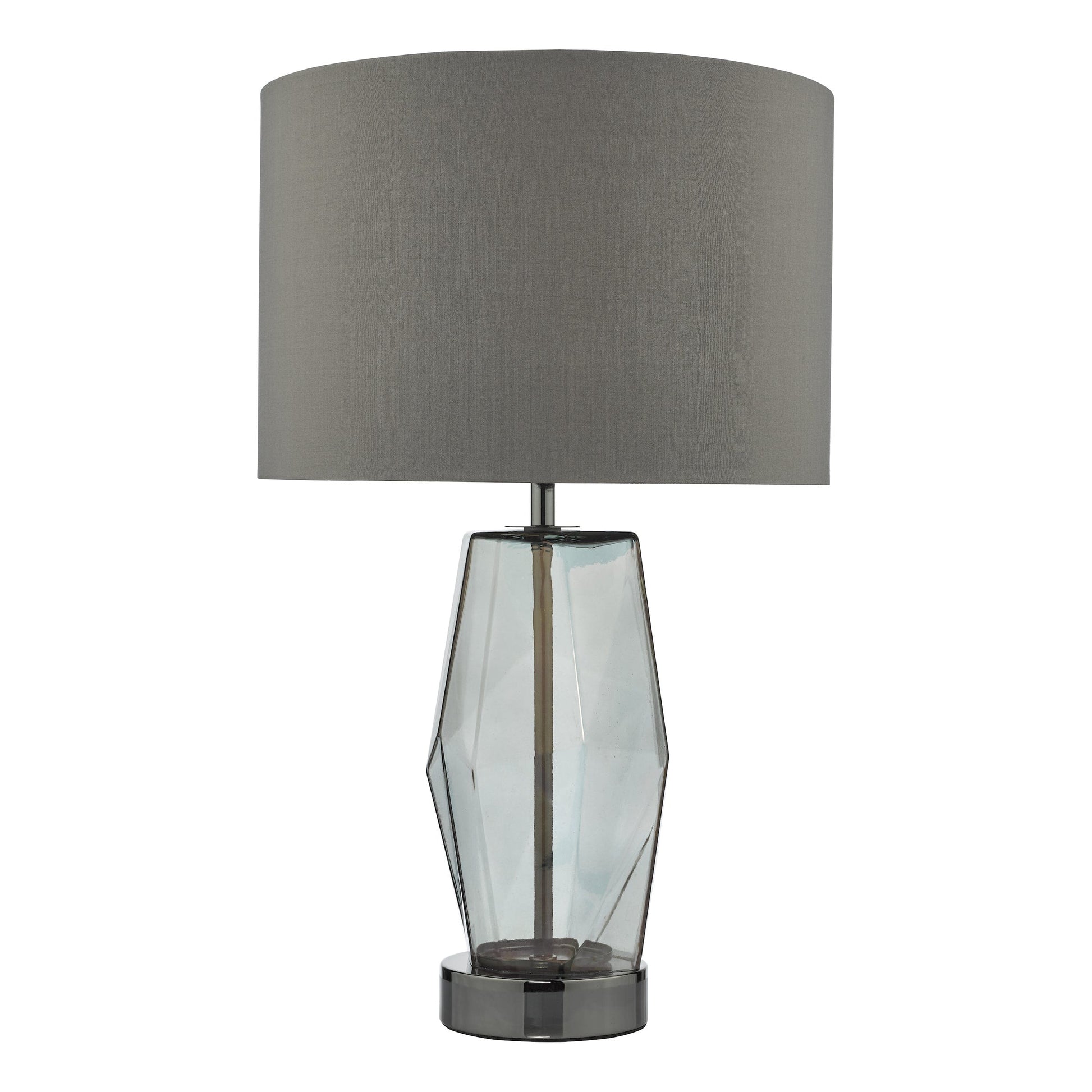 dar lighting Mubina Touch Table Lamp Black Chrome Smoked Glass With Shade MUB4308