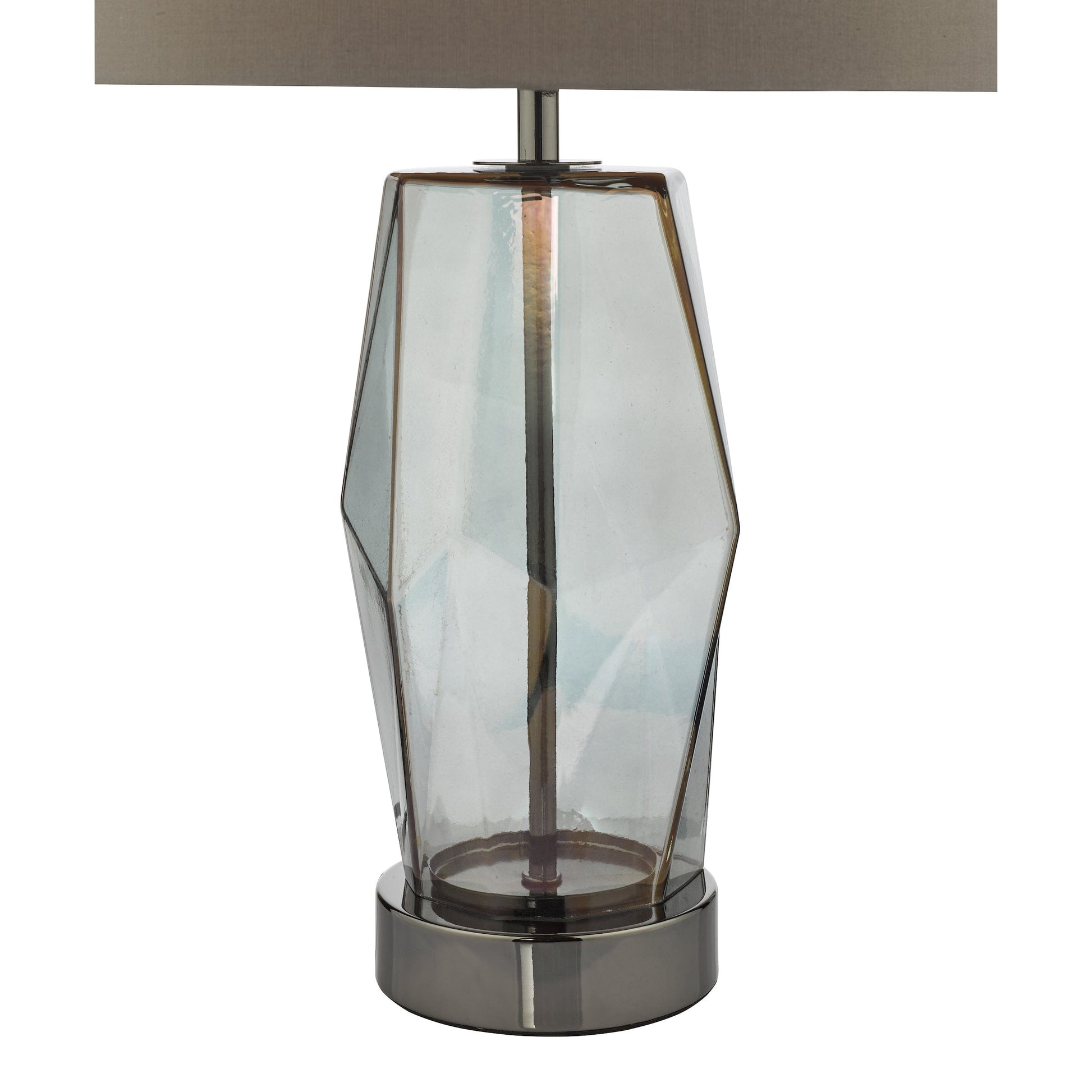 dar lighting Mubina Touch Table Lamp Black Chrome Smoked Glass With Shade MUB4308