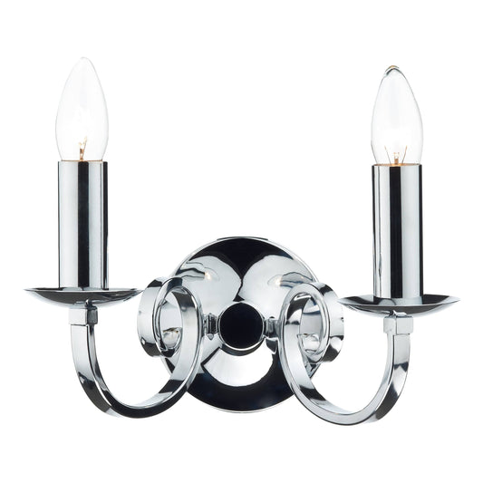 dar lighting Murray 2 Light Wall Light Polished Chrome MUR0950