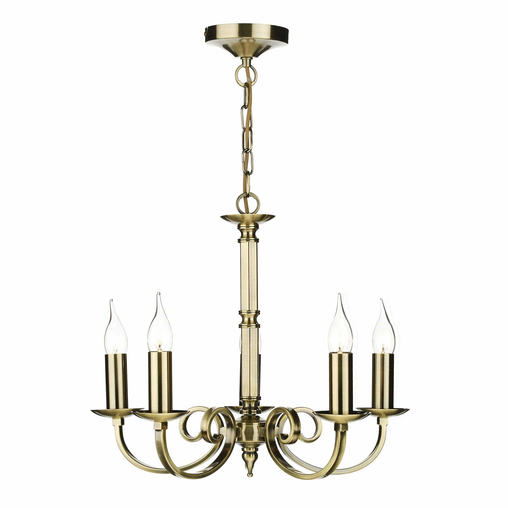 dar lighting Murray 5 Light Dual Mount Pendant Antique Brass MUR0575