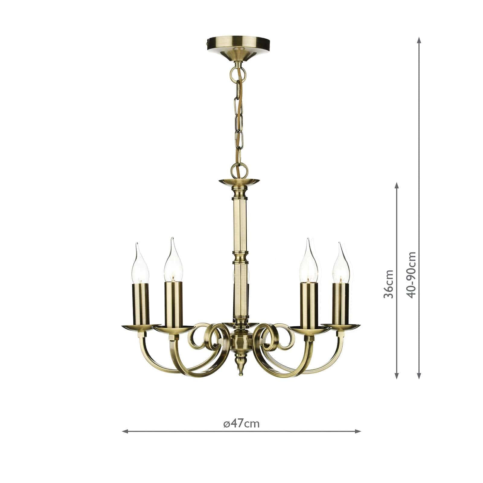 dar lighting Murray 5 Light Dual Mount Pendant Antique Brass MUR0575