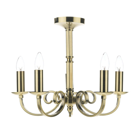 dar lighting Murray 5 Light Dual Mount Pendant Antique Brass MUR0575